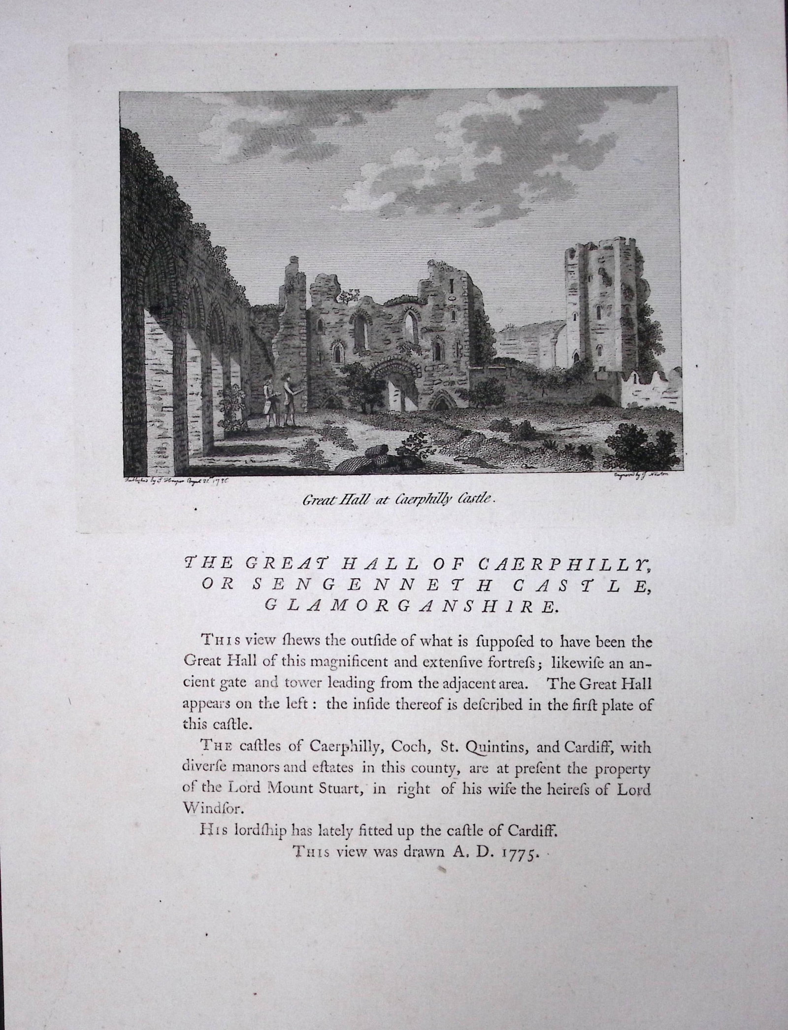 Wales Caerphilly Castle F. Grose Antique Copper Engraving-52-TR: Title: Wales Caerphilly Castle F. Grose Antique Copper Engraving-52-TR Description: This Antique Book Plate Was Removed from Francis Grose's Antiquities of England &Wales Published (Circa)