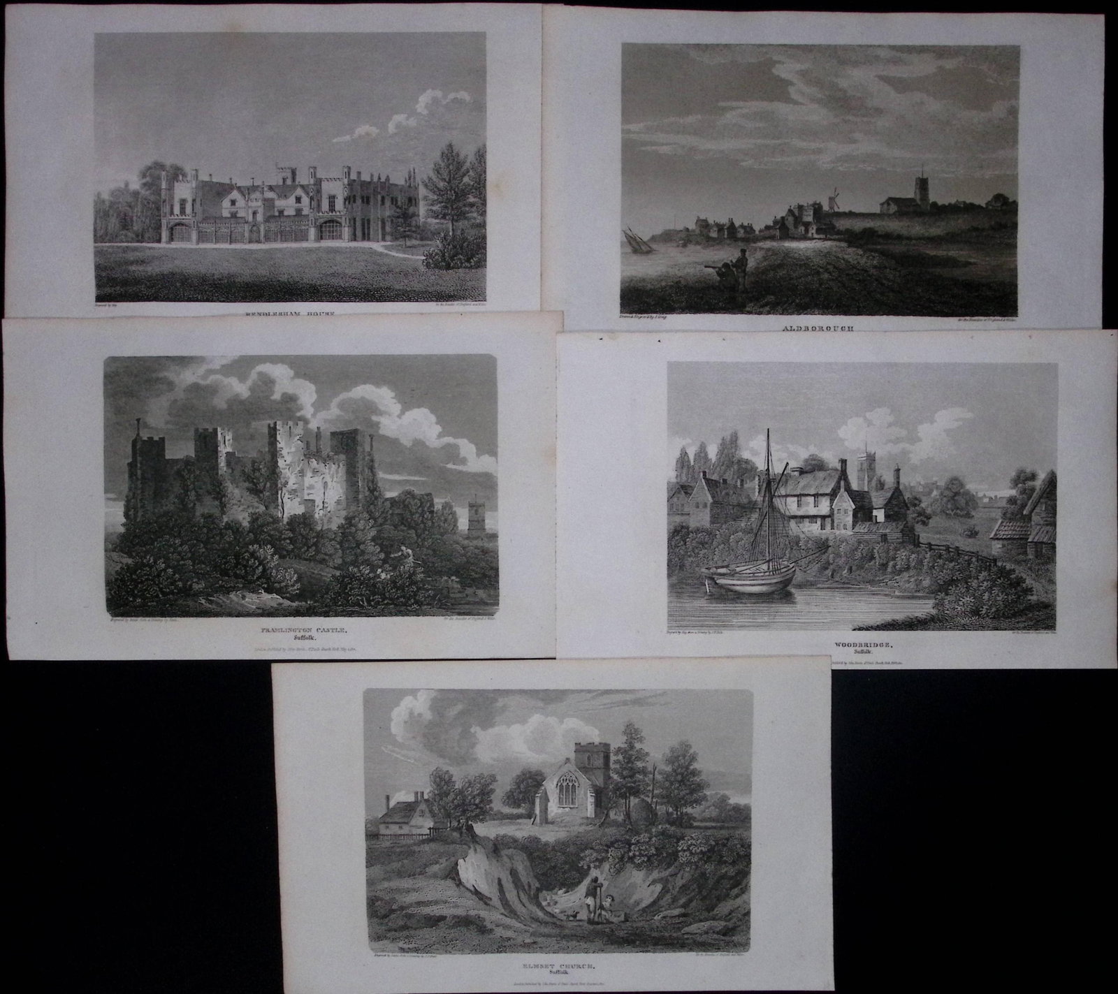 County Suffolk Job-Lot Antique 213 Years-Old Georgian Steel-Engravings-2. (1 of 2)