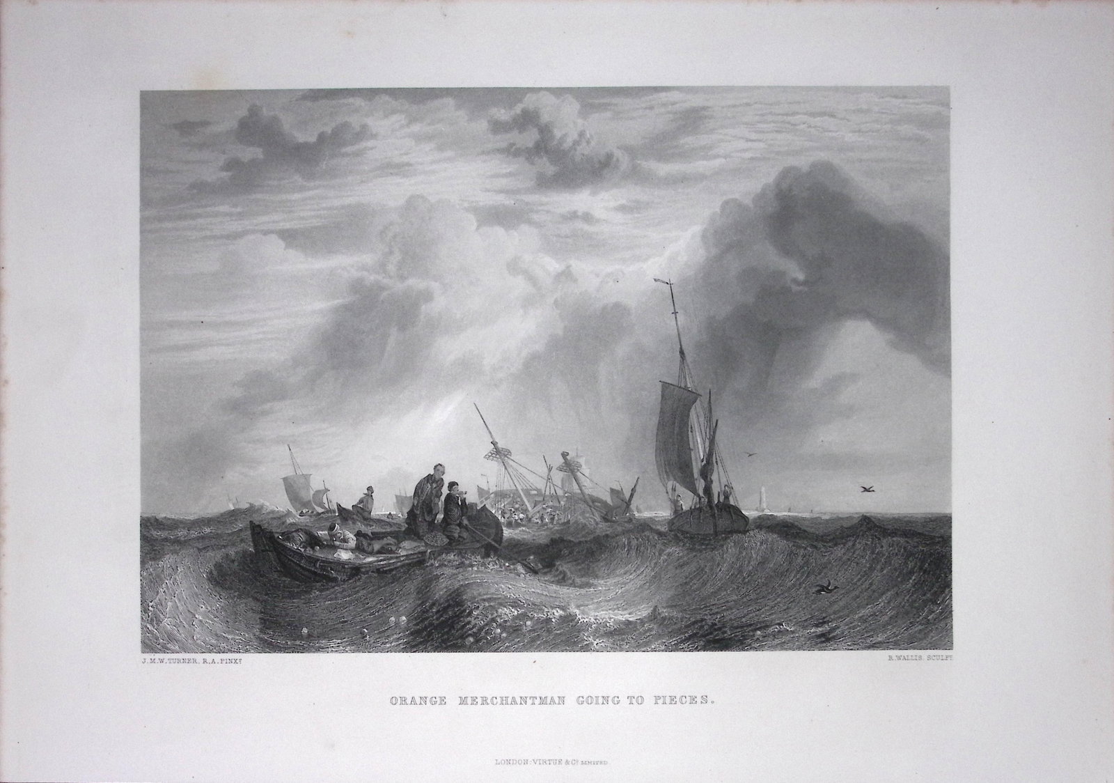 J.M.W Turner Orange Merchantman Antique Steel Engraving-64-TR: Title: J.M.W Turner Orange Merchantman Antique Steel Engraving-64-TR Description: This Antique Steel-Engraving Was Removed from an Edition Of. The Turner Gallery a Series of 120