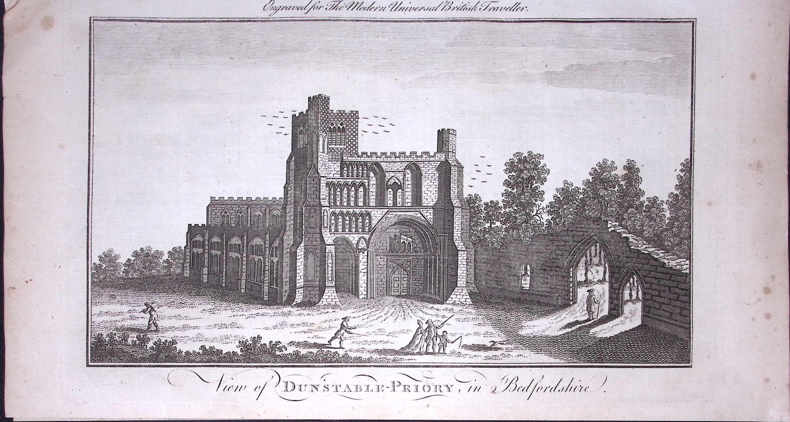 Dunstable Priory Bedfordshire Rare 247-Year-Old Antique Copperplate Engraving-69-TR: Title: Dunstable Priory Bedfordshire Rare 247-Year-Old Antique Copperplate Engraving-69-TR Description: This Antique 247-Year-Old Was Removed from an Edition Of. The Modern Universal