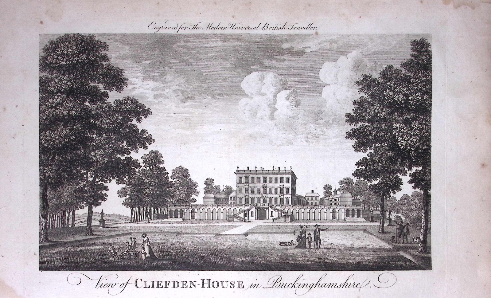 Cliveden House Bucks Rare Large 247-Year-Old Antique Copperplate Engraving-56-TR (1 of 2)