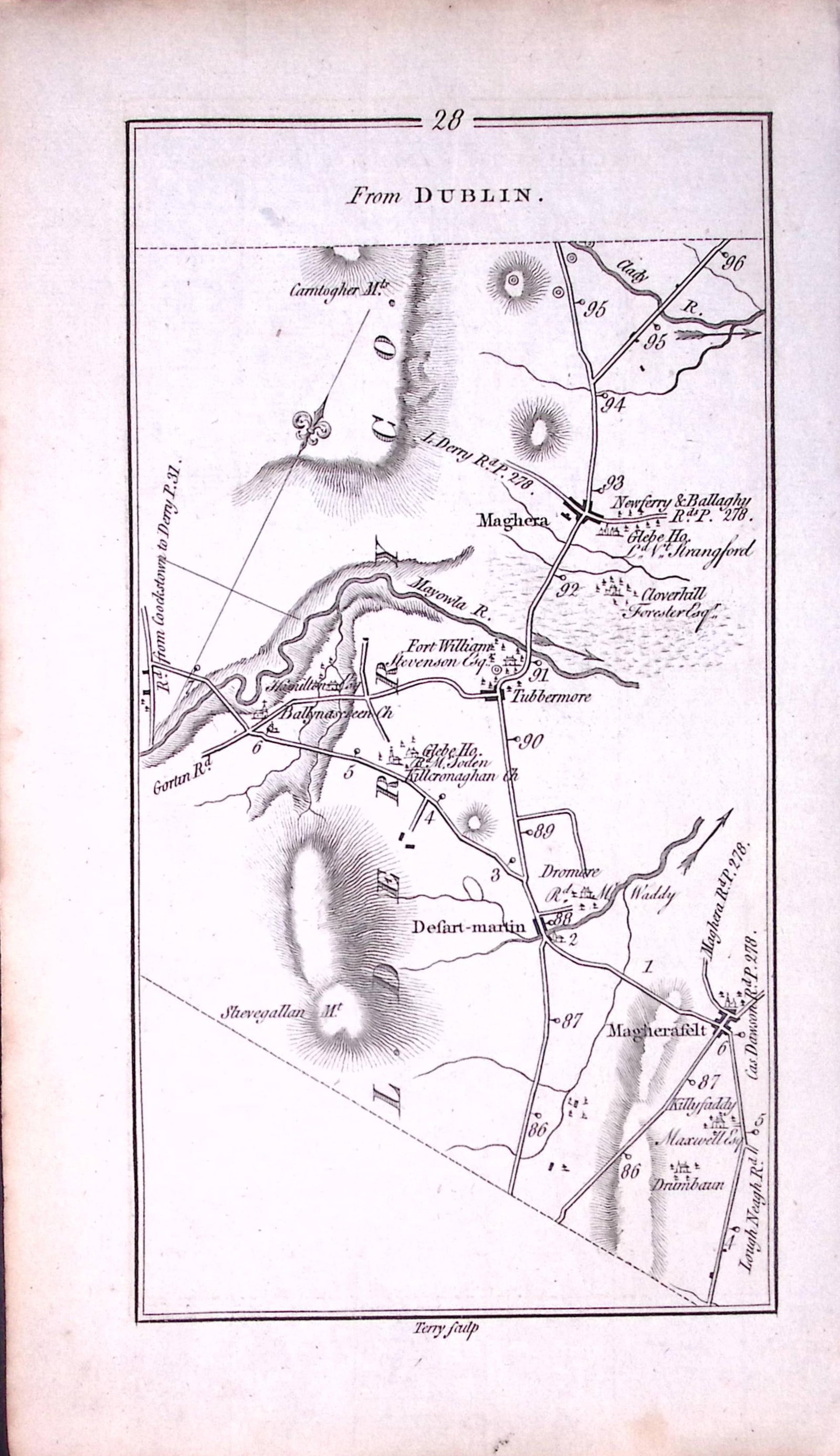 Ireland 245 Years -Old Antique Road Map Coleraine & Portrush -28 (1 of 3)