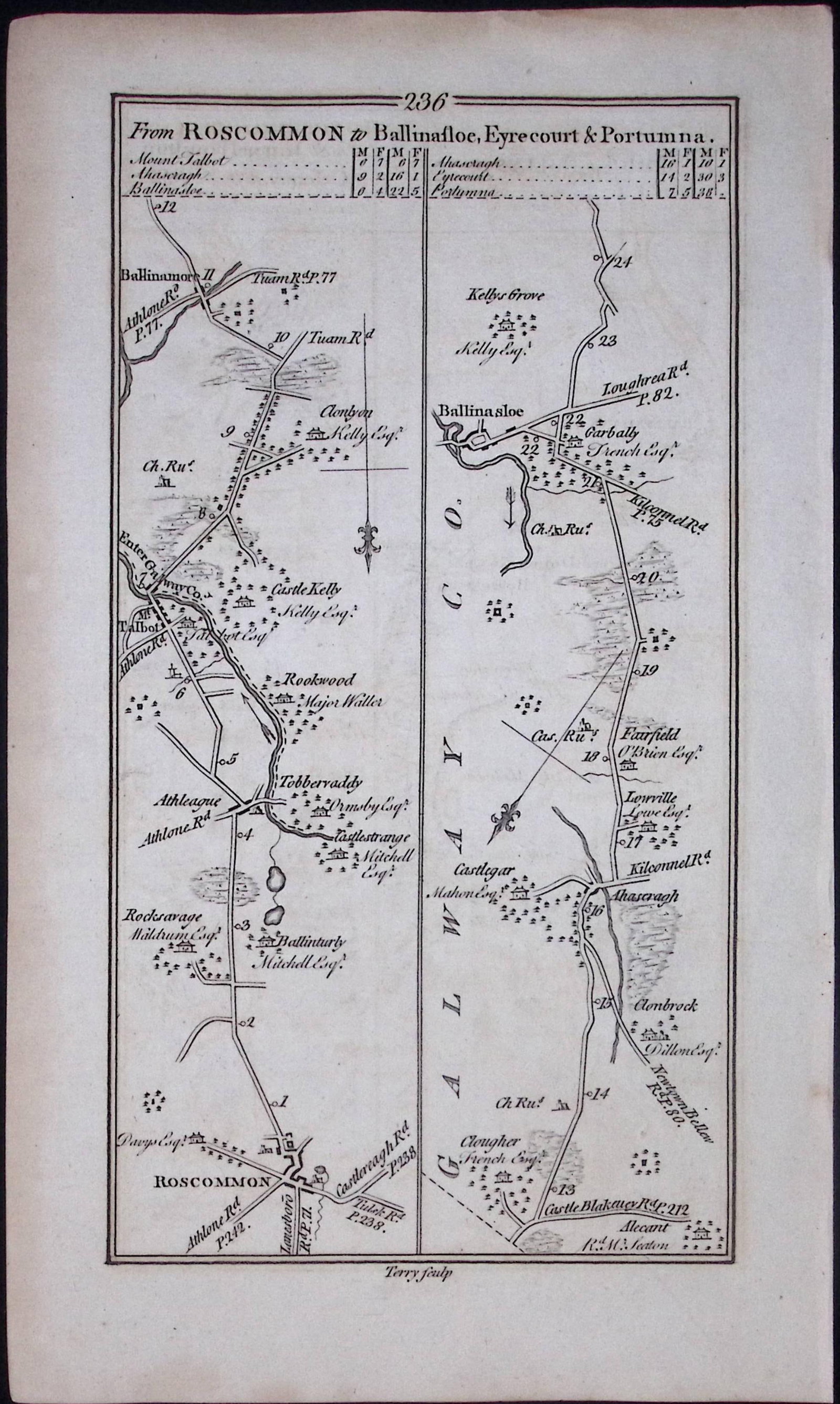 Ireland 245 Years -Old Antique Road Map From Carrick to Ballyshannon-236 - 2