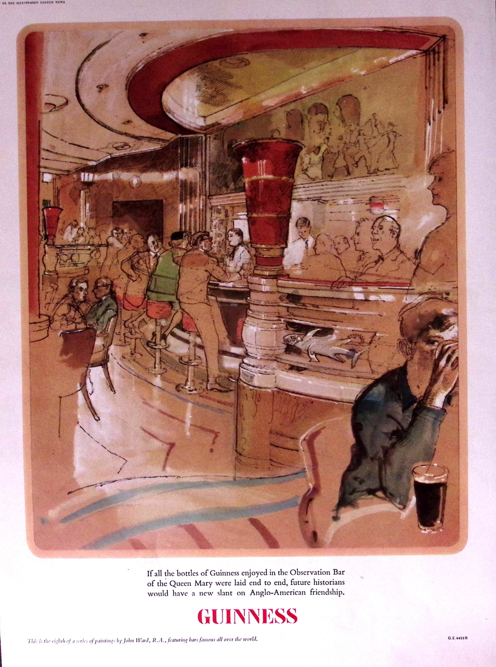 Guinness 1968 Original 58 Years-Old Print The Queen Mary Bar G.E. 4459.B. (1 of 1)