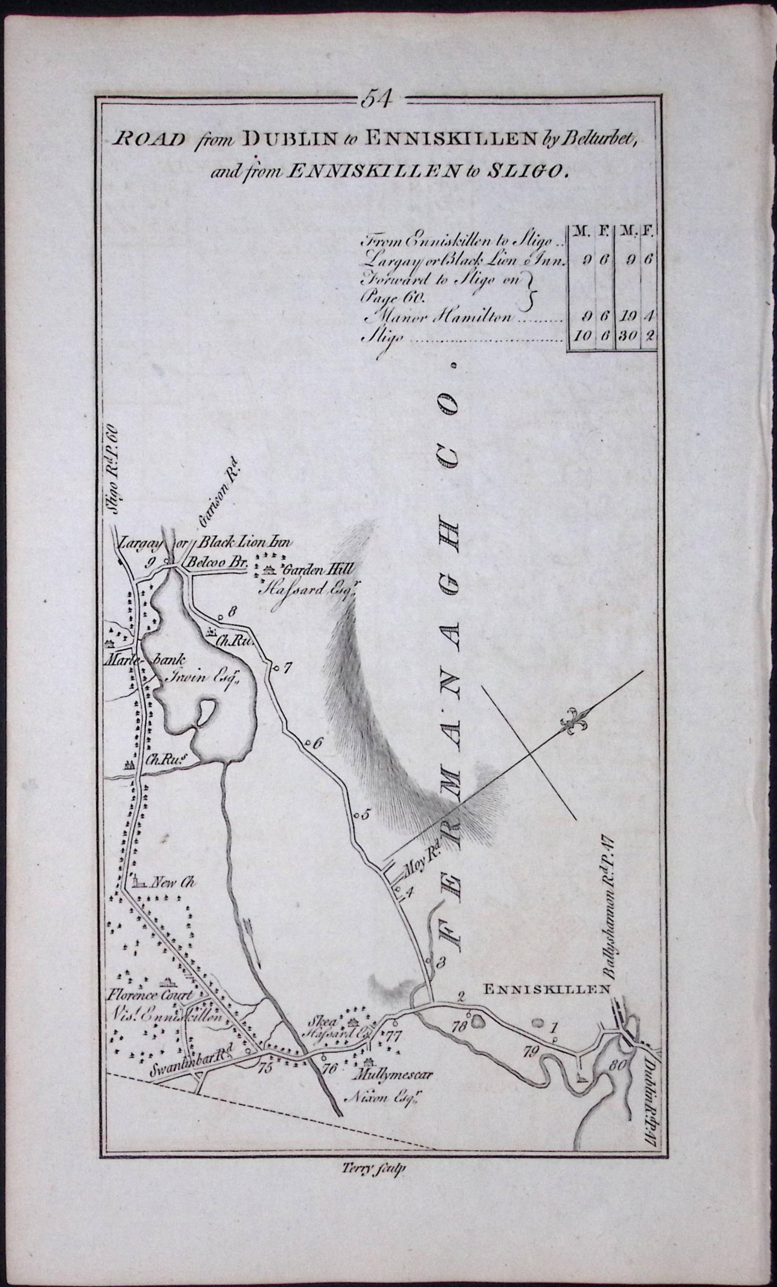 Ireland 245 Years -Old Antique Road Map From Dublin to Enniskillen-54 (1 of 3)