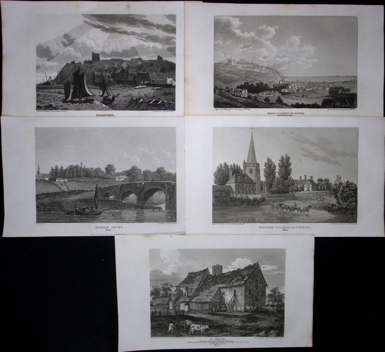 County Kent Job-Lot Antique 218 Years-Old Georgian Steel-Engravings-4. (1 of 2)