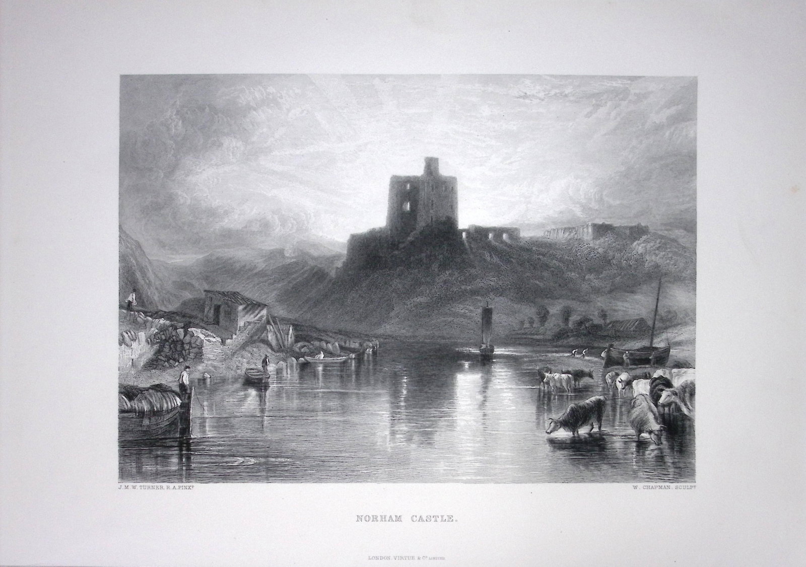 J.M.W Turner Norham Castle Northumberland Antique Steel Engraving-56-TR: Title: J.M.W Turner Norham Castle Northumberland Antique Steel Engraving-56-TR Description: This Antique Steel-Engraving Was Removed from a Edition Of. The Turner Gallery a Series of 120
