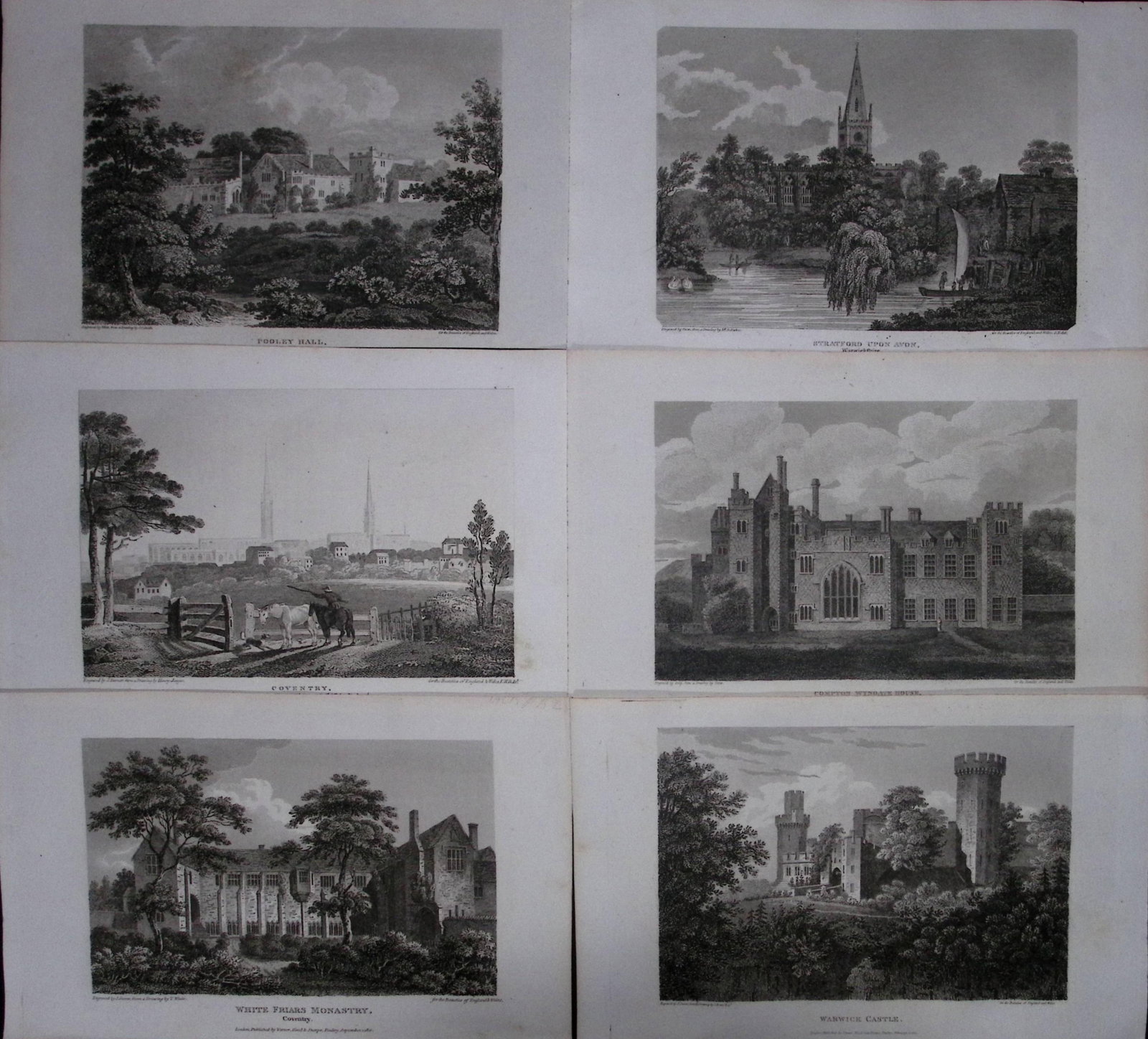 Warwickshire Job-Lot Antique 212 Years-Old Georgian Steel-Engravings-1. (1 of 2)