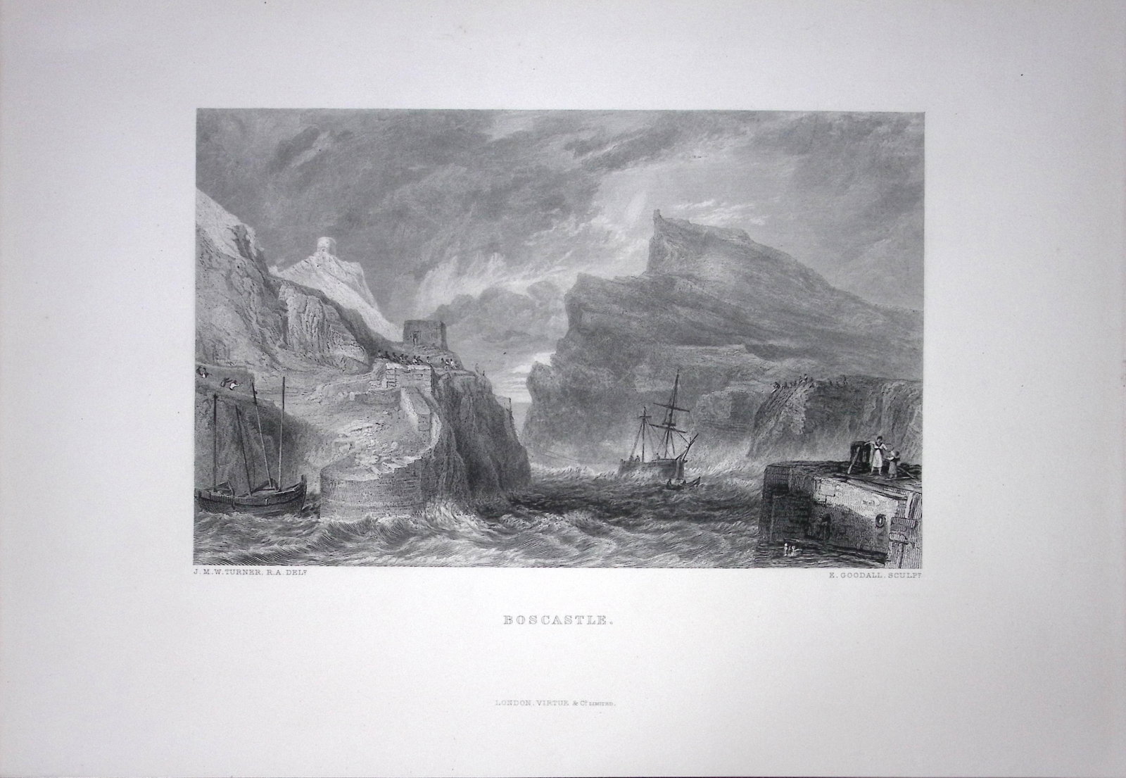 J.M.W Turner View of Boscastle Cornwall Antique Steel Engraving-80-TR (1 of 1)