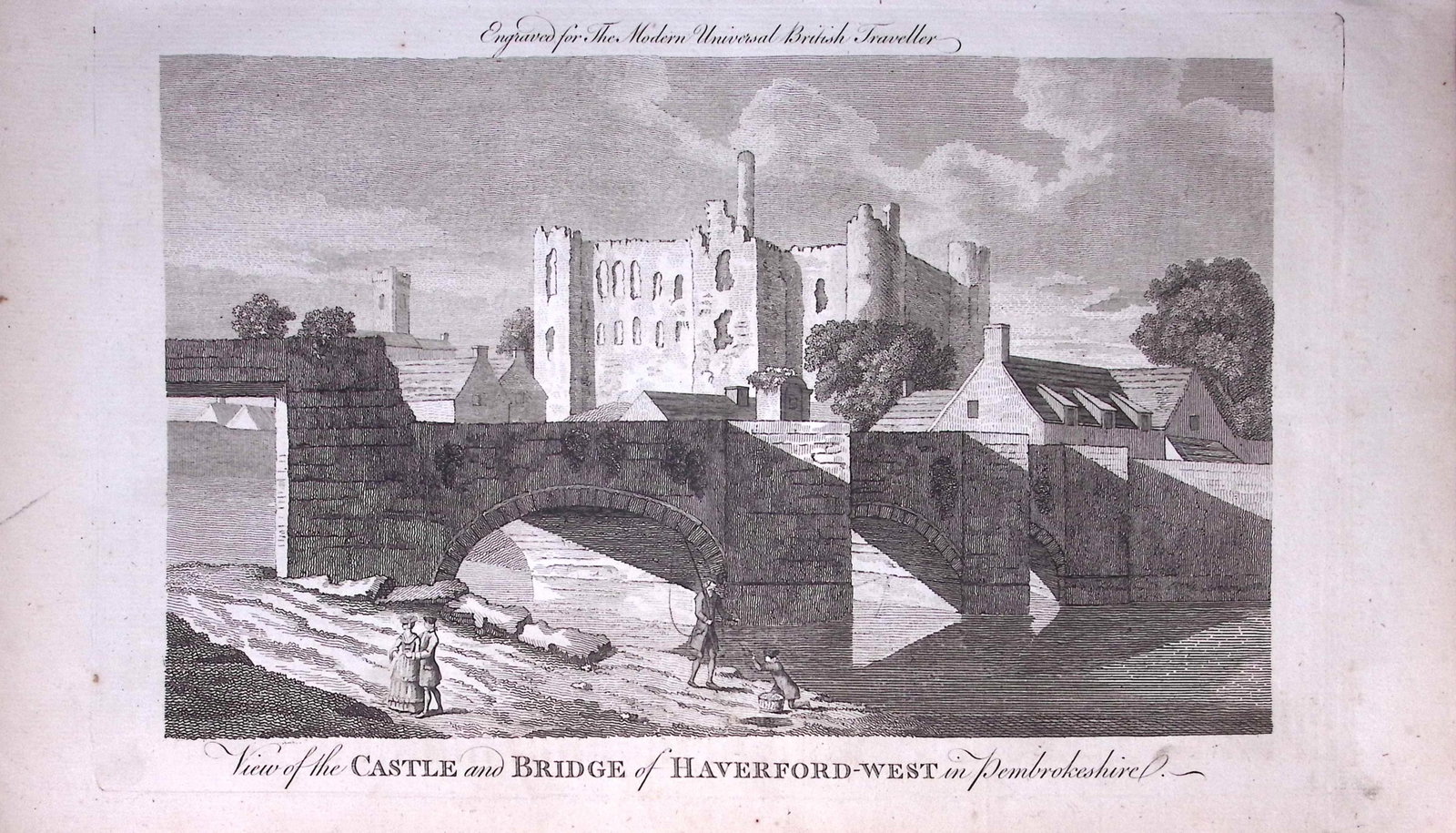 Haverford-West Castle Wales Rare 247-Year-Old Antique Copperplate Engraving-44 -TR: Title: Haverford-West Castle Wales Rare 247-Year-Old Antique Copperplate Engraving-44 -TR Description: This Antique 247-Year-Old Was Removed from an Edition Of. The Modern Universal