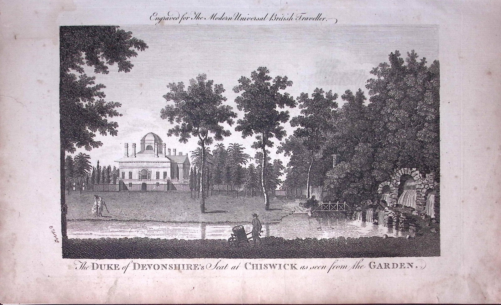 London Chiswick Rare Large 247-Year-Old Antique Copperplate Engraving -26-TR: Title: London Chiswick Rare Large 247-Year-Old Antique Copperplate Engraving -26-TR Description: This Antique 247-Year-Old Copperplate Engraving Was Removed from an Edition Of. The