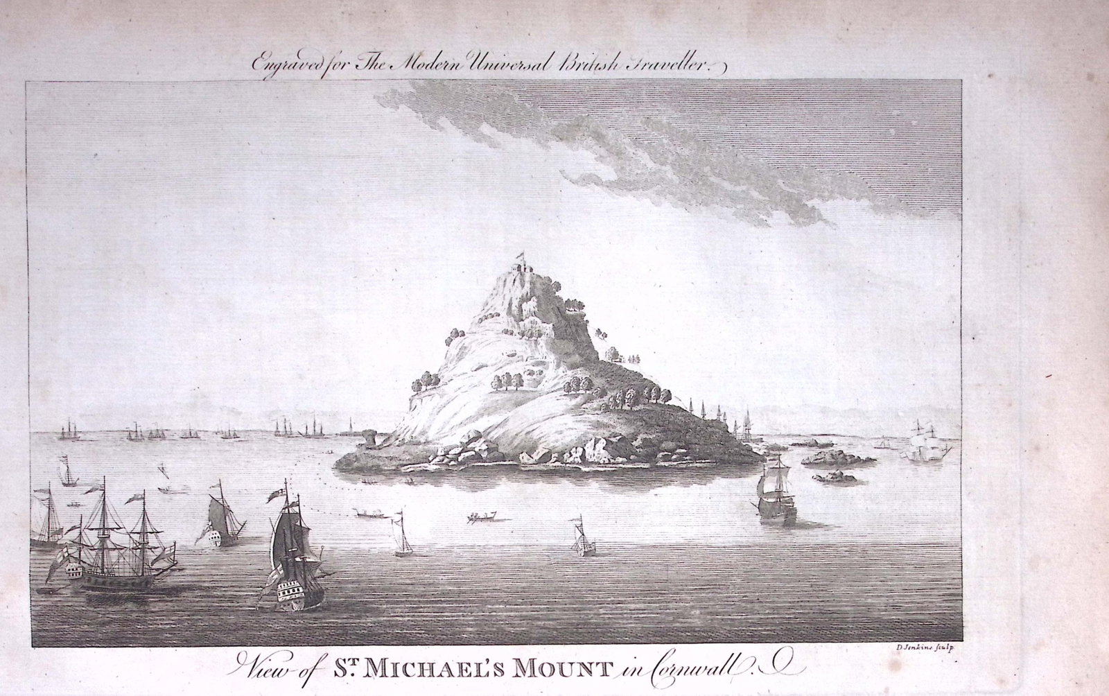 St Michaels Mount Cornwall Rare 247-Year-Old Antique Copperplate Engraving-48 -TR: Title: St Michaels Mount Cornwall Rare 247-Year-Old Antique Copperplate Engraving-48 -TR Description: This Antique 247-Year-Old Was Removed from an Edition Of. The Modern Universal