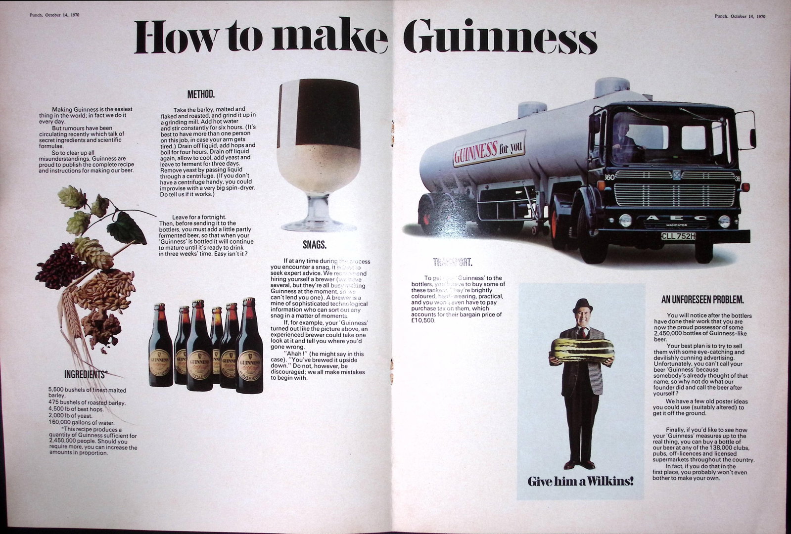 Guinness 1970 55 Years-Old Genuine Print How to Make Guinness (1 of 1)