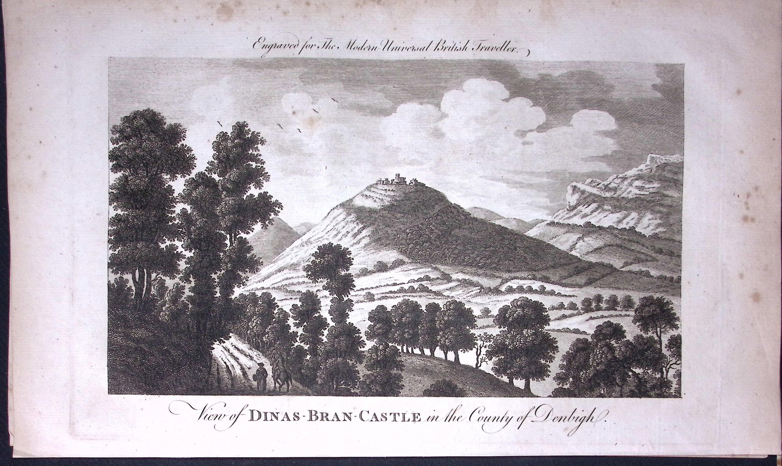 Dinas-Bran Castle Wales Rare Large 247-Year-Old Antique Copperplate Engraving-8-TR: Title: Dinas-Bran Castle Wales Rare Large 247-Year-Old Antique Copperplate Engraving-8-TR Description: This Antique 247-Year-Old Was Removed from an Edition Of. The Modern Universal