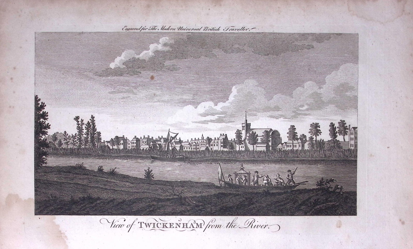 London Twickenham Rare Large 247-Year-Old Antique Copperplate Engraving -24-TR (1 of 2)