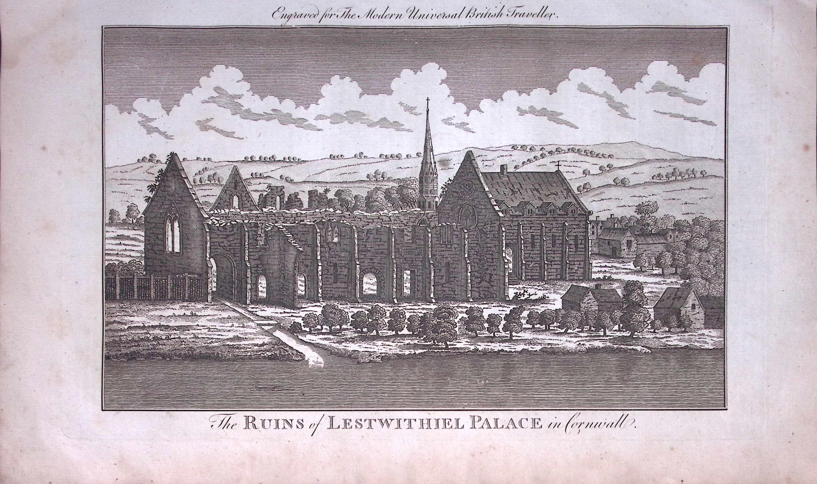 Lestwithiel Palace Cornwall Rare 247-Year-Old Antique Copperplate Engraving-49 -TR: Title: Lestwithiel Palace Cornwall Rare 247-Year-Old Antique Copperplate Engraving-49 -TR Description: This Antique 247-Year-Old Was Removed from an Edition Of. The Modern Universal