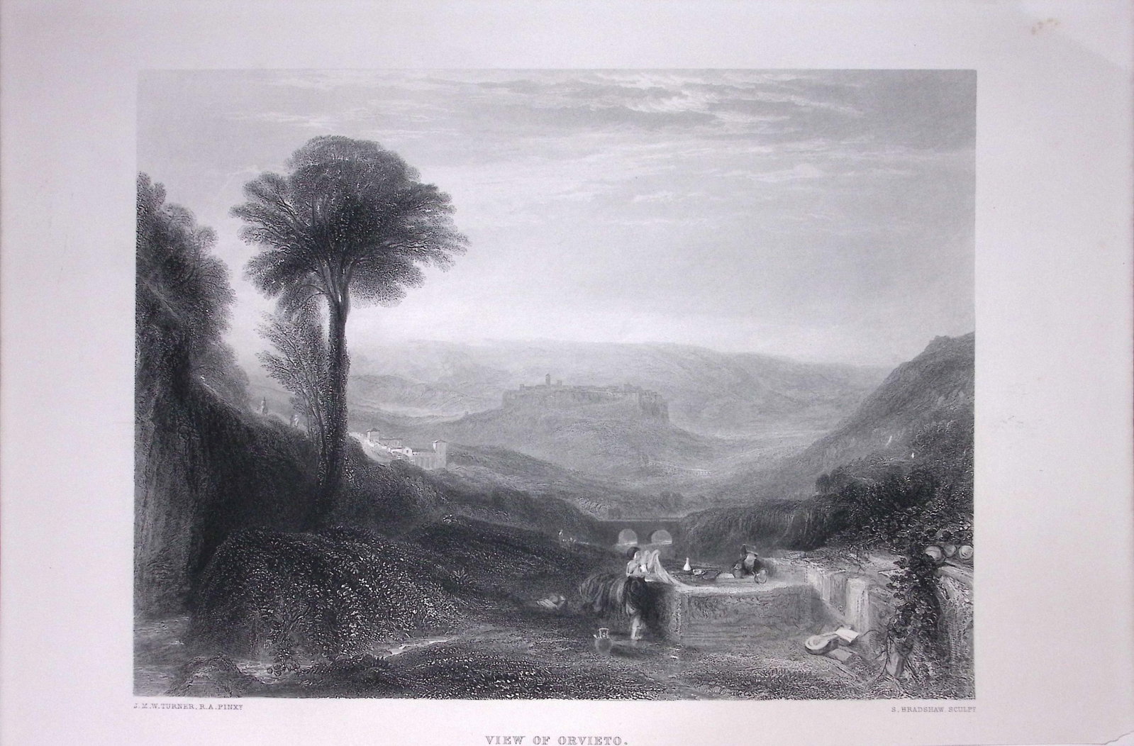 J.M.W Turner View of Orvieto Italy Antique Steel Engraving-32-TR (1 of 1)