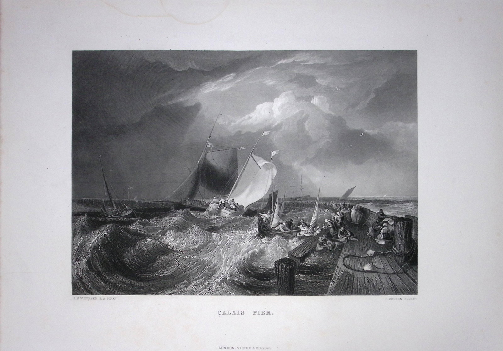 J.M.W Turner View of Calais Pier France Antique Steel Engraving-77-TR: Title: J.M.W Turner View of Calais Pier France Antique Steel Engraving-77-TR Description: This Antique Steel-Engraving Was Removed from an Edition Of. The Turner Gallery a Series of