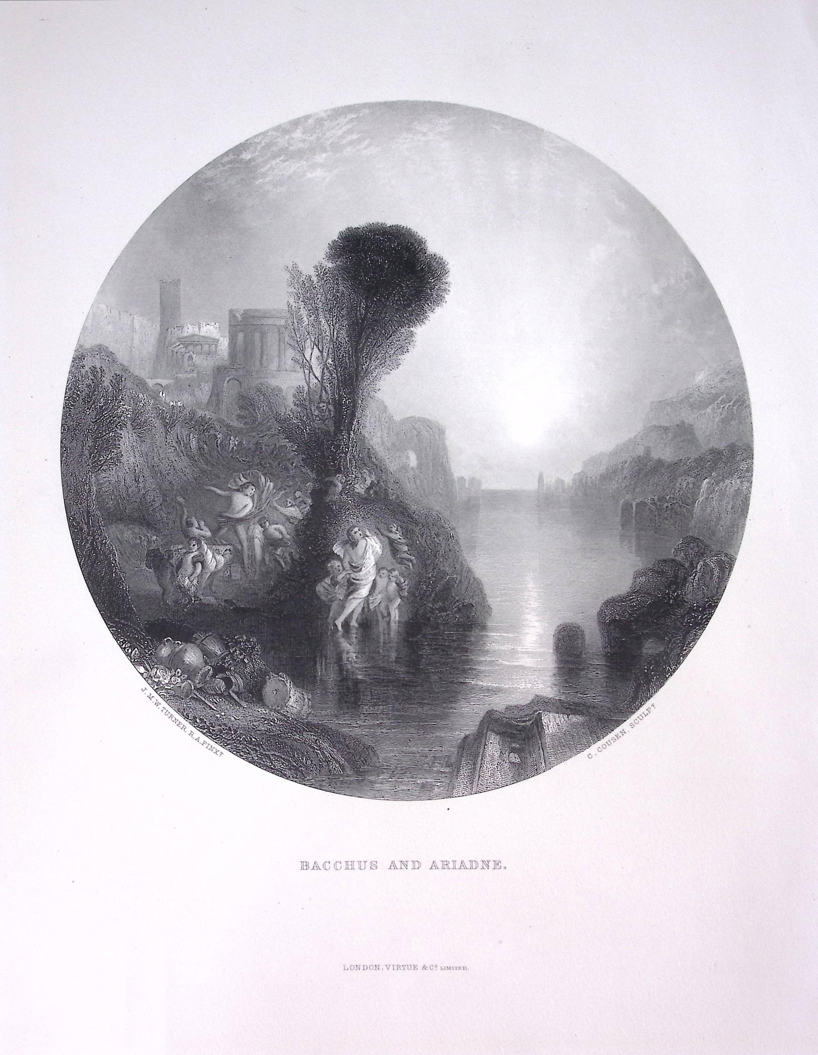 J.M.W Turner Bacchus And Ariadne Antique Steel Engraving-11-TR: Title: J.M.W Turner Bacchus And Ariadne Antique Steel Engraving-11-TR Description: This Antique Steel-Engraving Was Removed from a Edition Of. The Turner Gallery a Series of 120 Eng