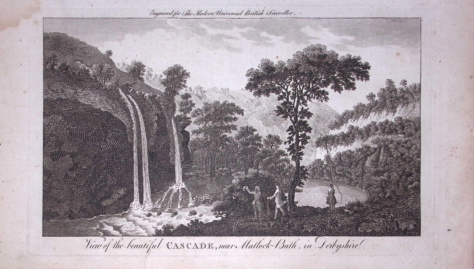Cascade Matlock Bath Rare Large 247-Year-Old Antique Copperplate Engraving-58-TR: Title: Cascade Matlock Bath Rare Large 247-Year-Old Antique Copperplate Engraving-58-TR Description: This Antique 247-Year-Old Was Removed from an Edition Of. The Modern Universal B