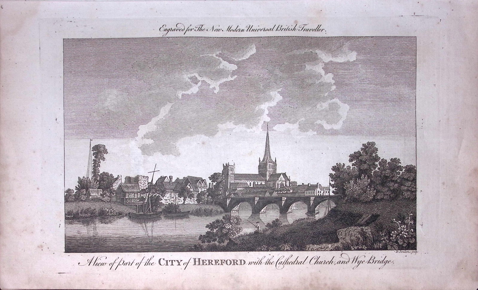 City of Hereford Rare Large 247-Year-Old Antique Copperplate Engraving -35-TR: Title: City of Hereford Rare Large 247-Year-Old Antique Copperplate Engraving -35-TR Description: This Antique 247-Year-Old Was Removed from an Edition Of. The Modern Universal Brit