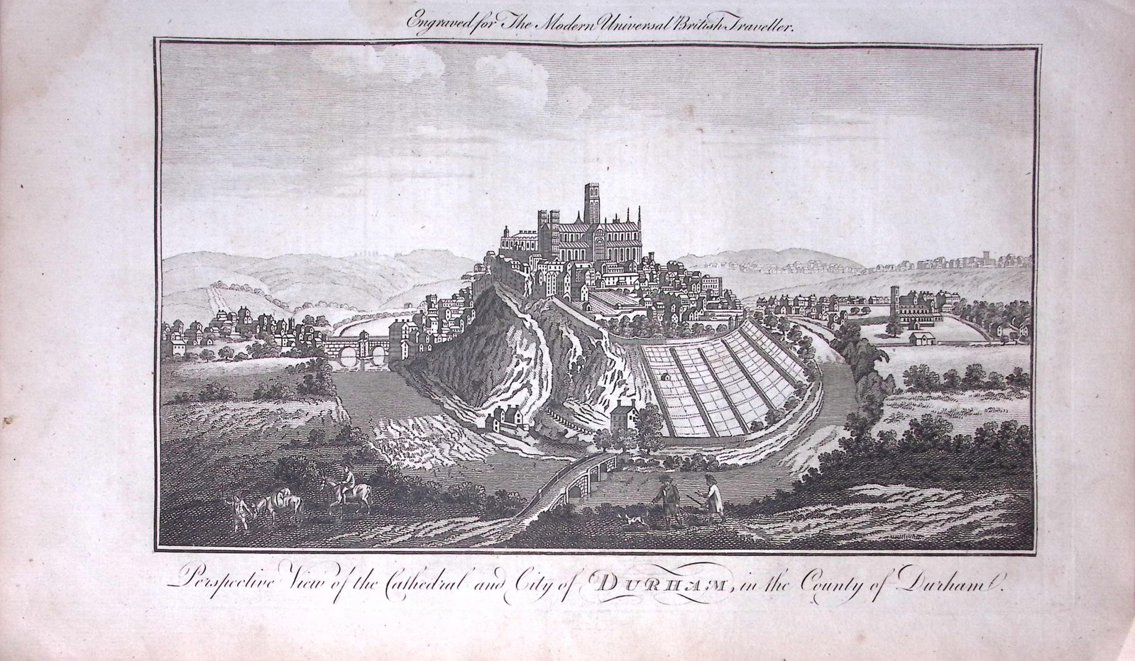 Durham City & Cathedral Rare Large 247-Year-Old Antique Copperplate Engraving-11-TR: Title: Durham City & Cathedral Rare Large 247-Year-Old Antique Copperplate Engraving-11-TR Description: This Antique 247-Year-Old Was Removed from an Edition Of. The Modern Univ