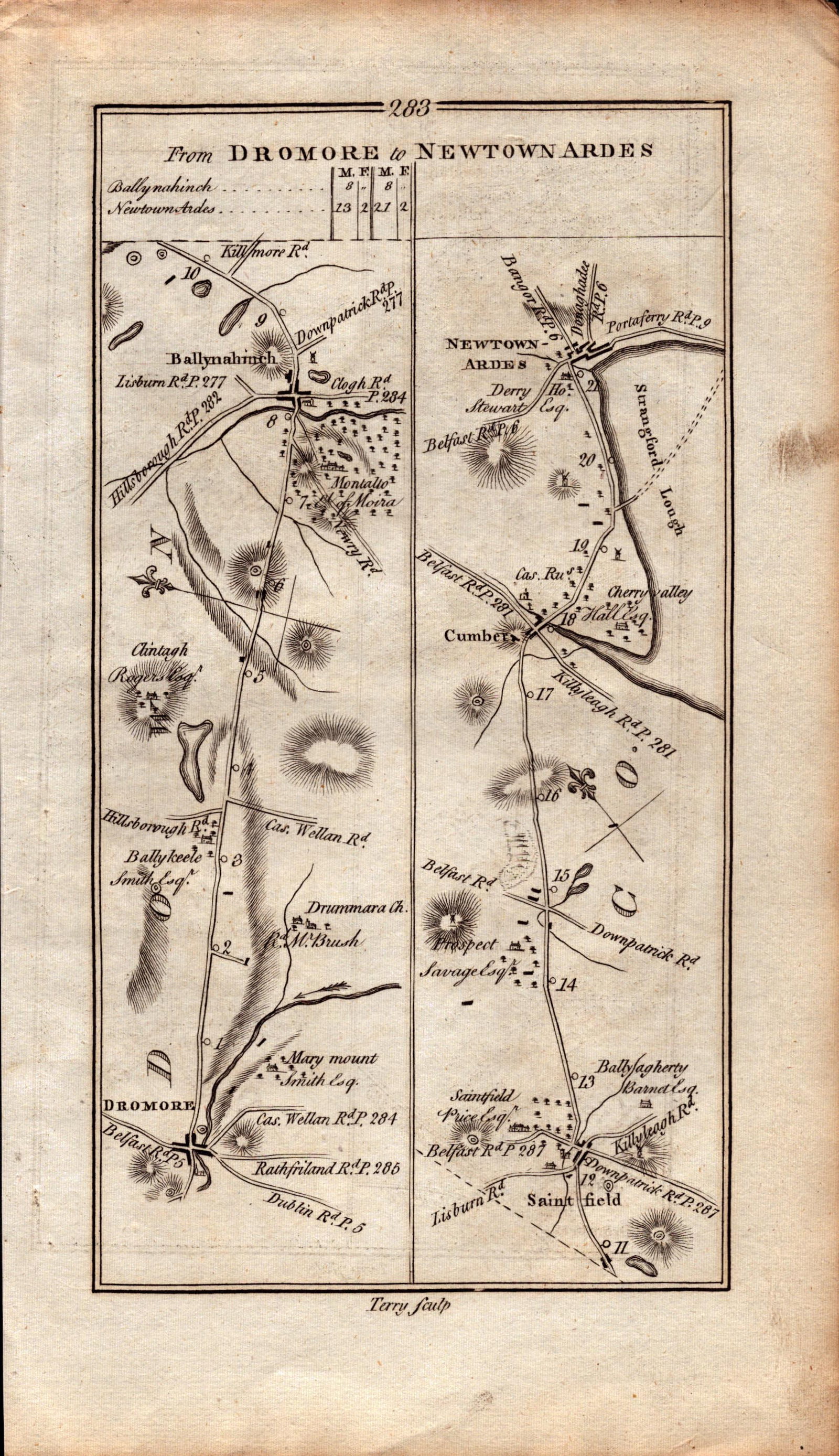 Ireland Rare Antique 1777 Map Dromore Newtownards Leitrim Ballynahinch Down-284 (1 of 3)