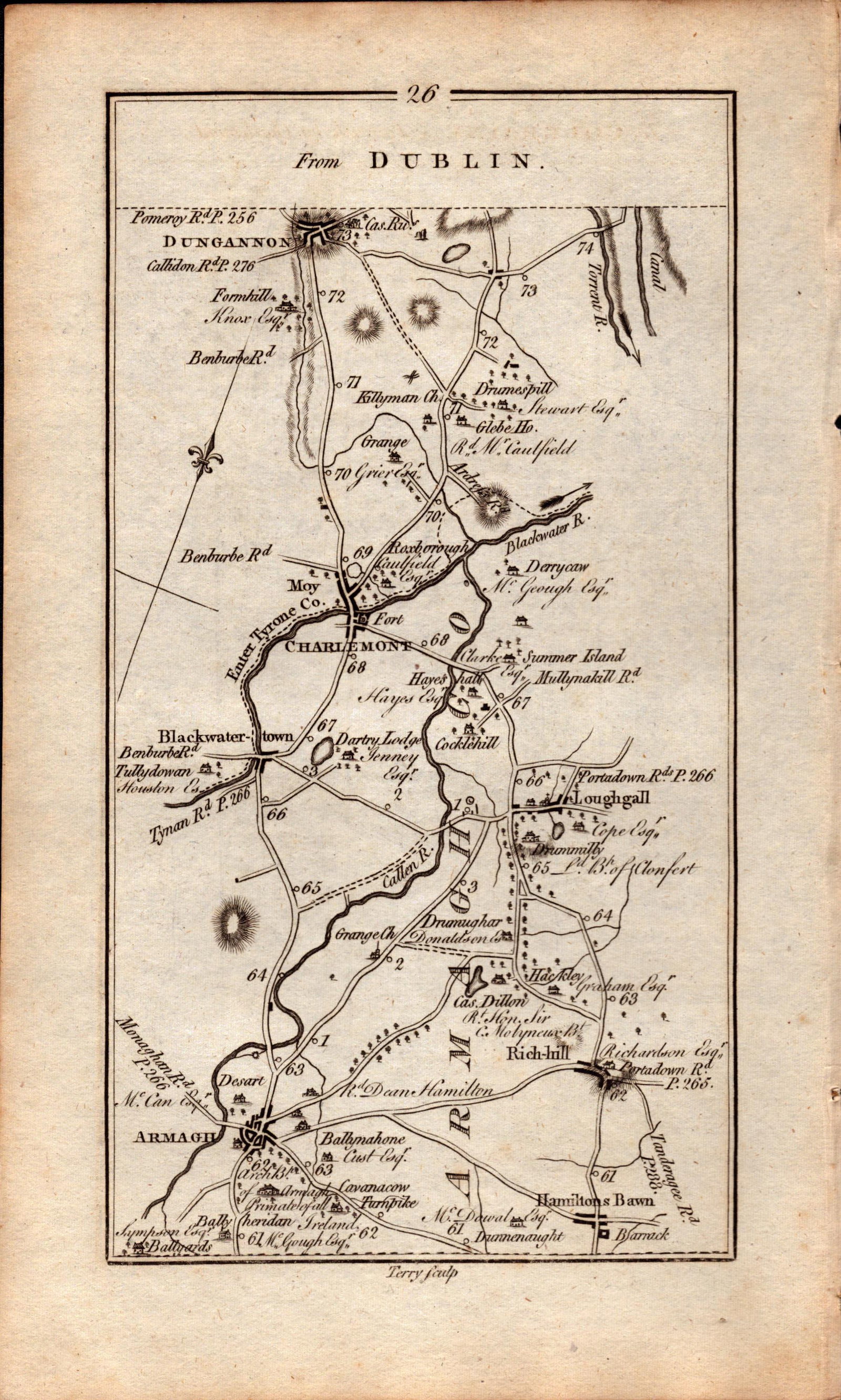 Ireland Rare Antique 1777 Map Dublin to Armagh Loughgaqll Moy Dungannon-26 (1 of 3)