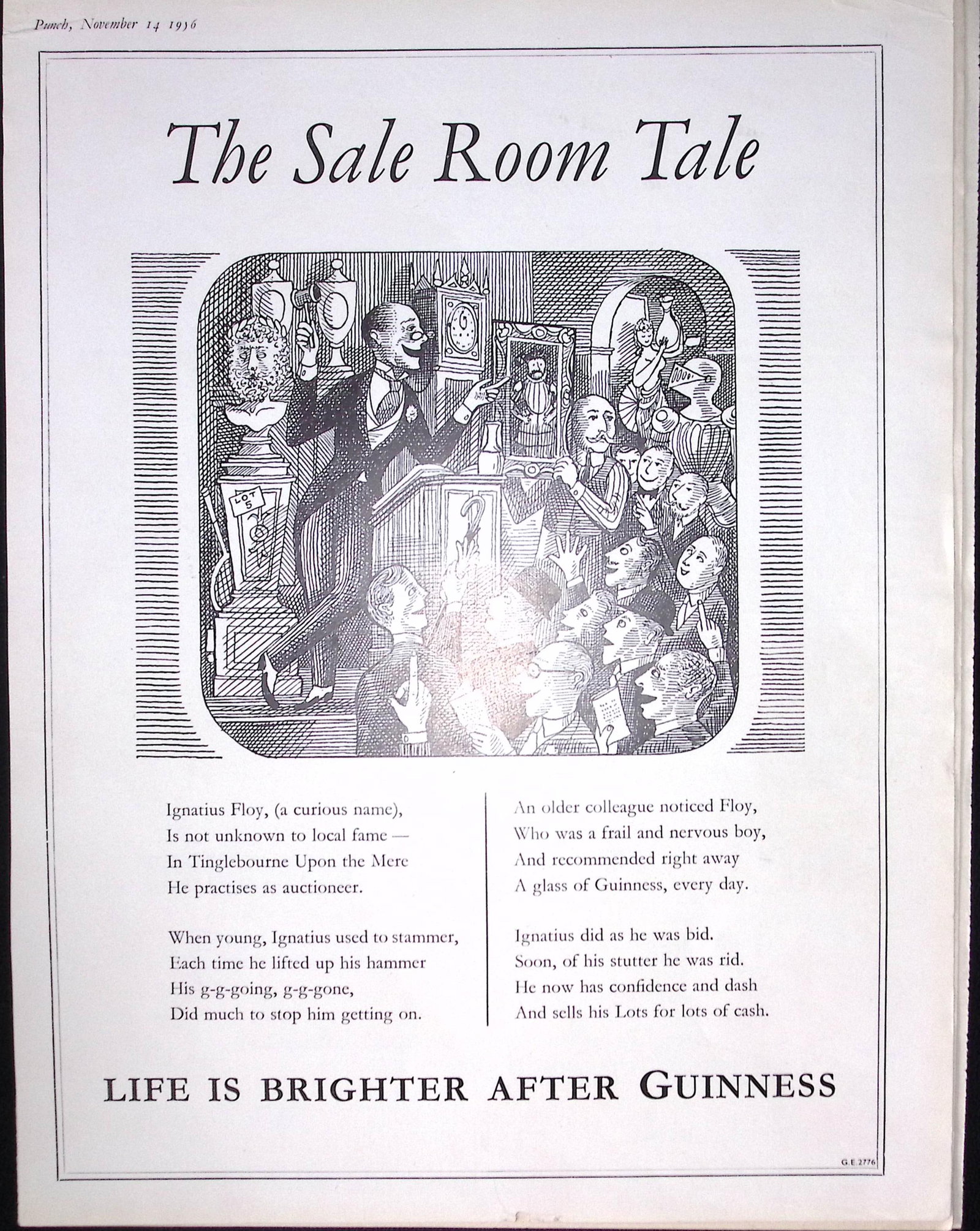 Guinness 1956 Original 70 Years-Old Print The Sale Room Tale- G.E.2776-A. (1 of 1)