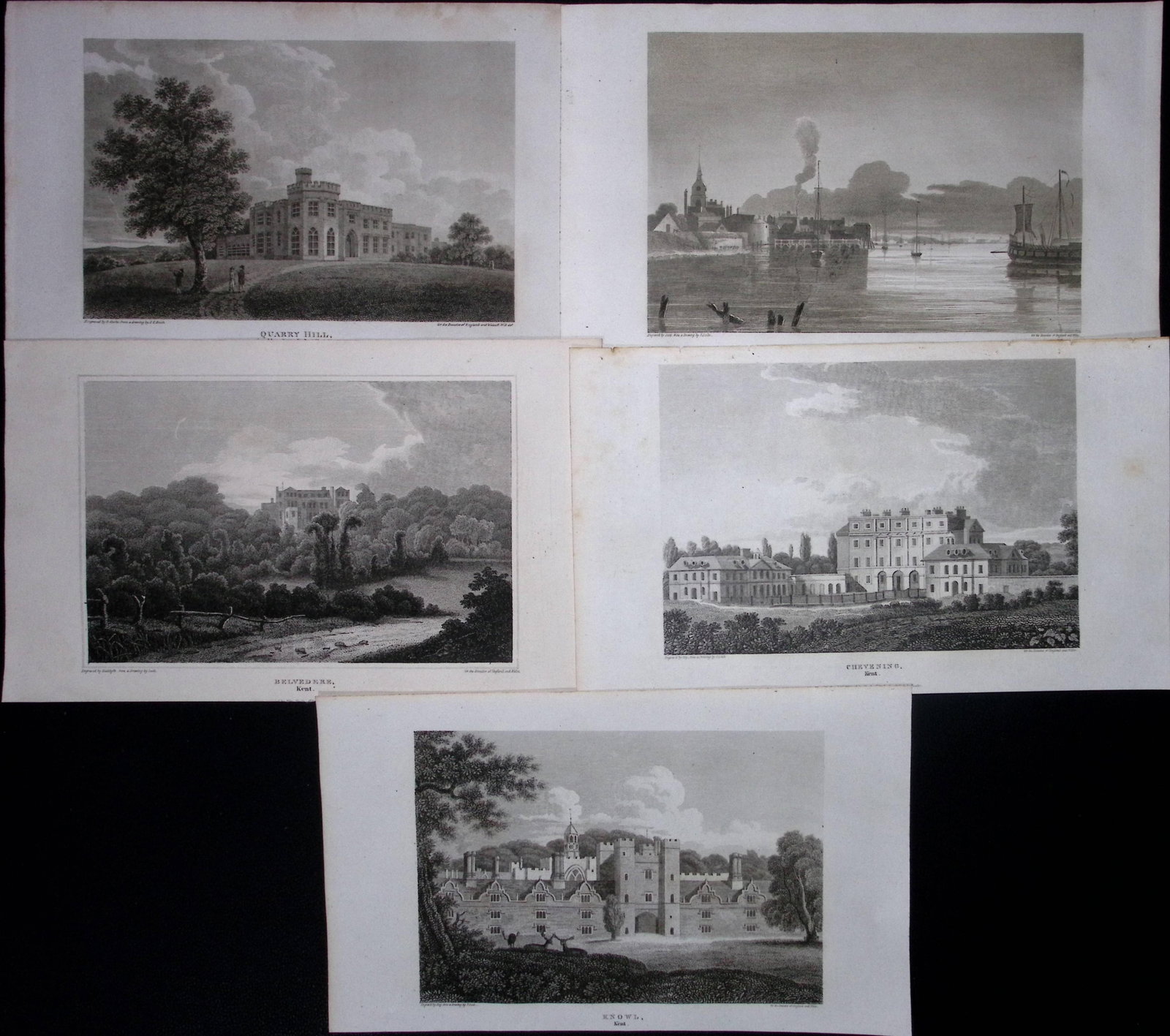 County Kent Job-Lot Antique 218 Years-Old Georgian Steel-Engravings-7. (1 of 2)