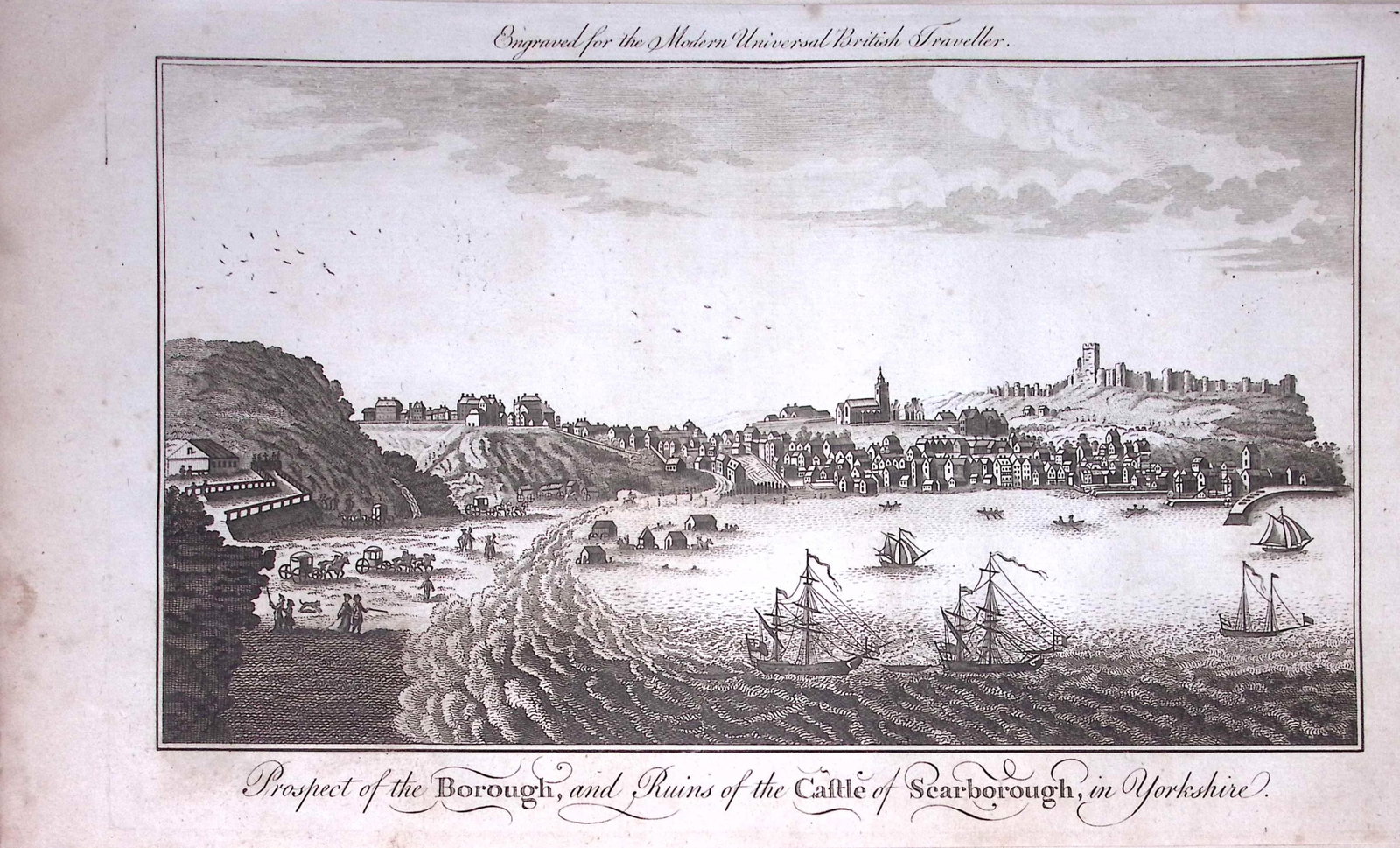 View of Scarborough Rare Large 247-Year-Old Antique Copperplate Engraving-46 -TR: Title: View of Scarborough Rare Large 247-Year-Old Antique Copperplate Engraving-46 -TR Description: View of Scarborough Rare Large 247-Year-Old Antique Copperplate Engraving-46 -TR Description