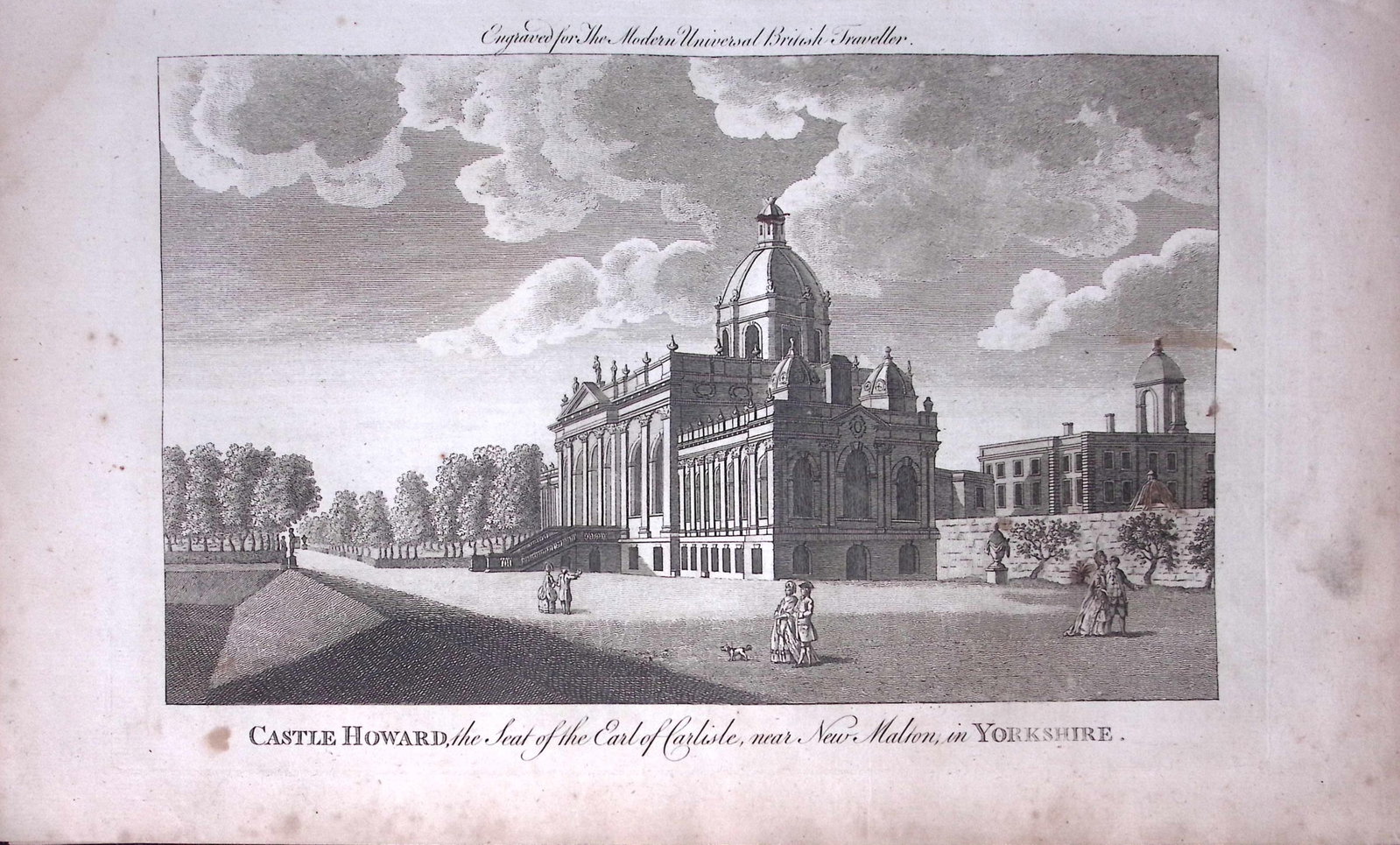 Castle Howard Yorkshire Rare Large 247-Year-Old Antique Copperplate Engraving -12-TR: Title: Castle Howard Yorkshire Rare Large 247-Year-Old Antique Copperplate Engraving -12-TR Description: This Antique 247-Year-Old Was Removed from an Edition Of. The Modern Univers