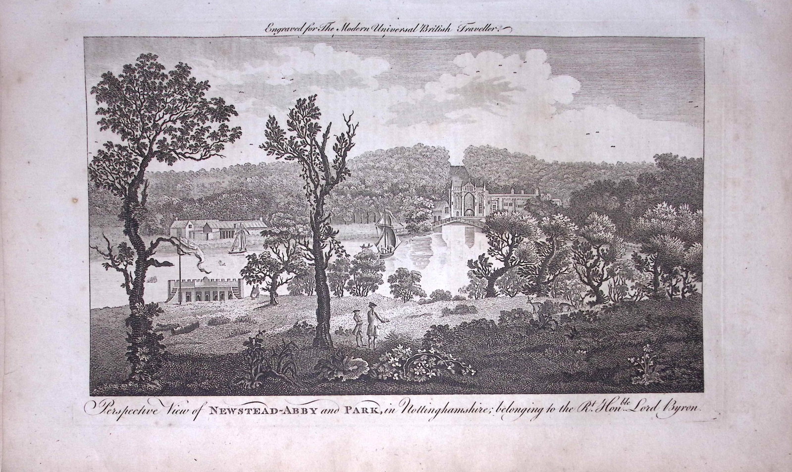 Newstead Abbey Nottingham Rare 247-Year-Old Antique Copperplate Engraving -15-TR: Title: Newstead Abbey Nottingham Rare 247-Year-Old Antique Copperplate Engraving -15-TR Description: This Antique 247-Year-Old Was Removed from an Edition Of. The Modern Universal B