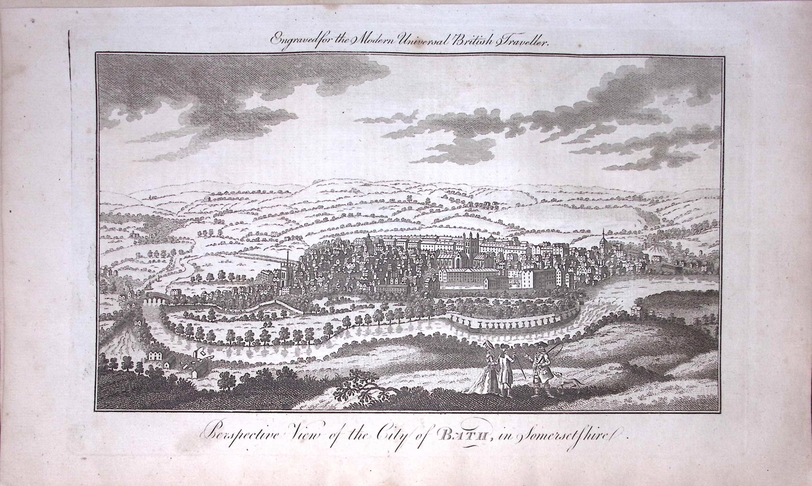The City of Bath Rare Large 247-Year-Old Antique Copperplate Engraving -17-TR: Title: The City of Bath Rare Large 247-Year-Old Antique Copperplate Engraving -17-TR Description: This Antique 247-Year-Old Was Removed from an Edition Of. The Modern Universal Brit