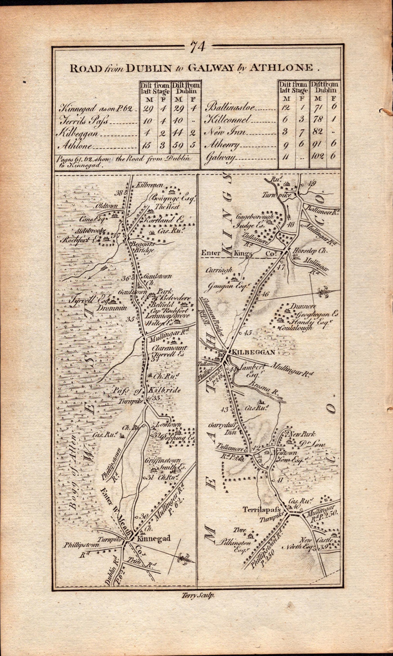 Ireland Rare Antique 1777 Road Map Dublin To Galway By Athlone: Title: Ireland Rare Antique 1777 Road Map Dublin To Galway By Athlone Description: This Rare Irish Road Map Has Been Removed from a First Edition Copy of. Taylor & Skinners