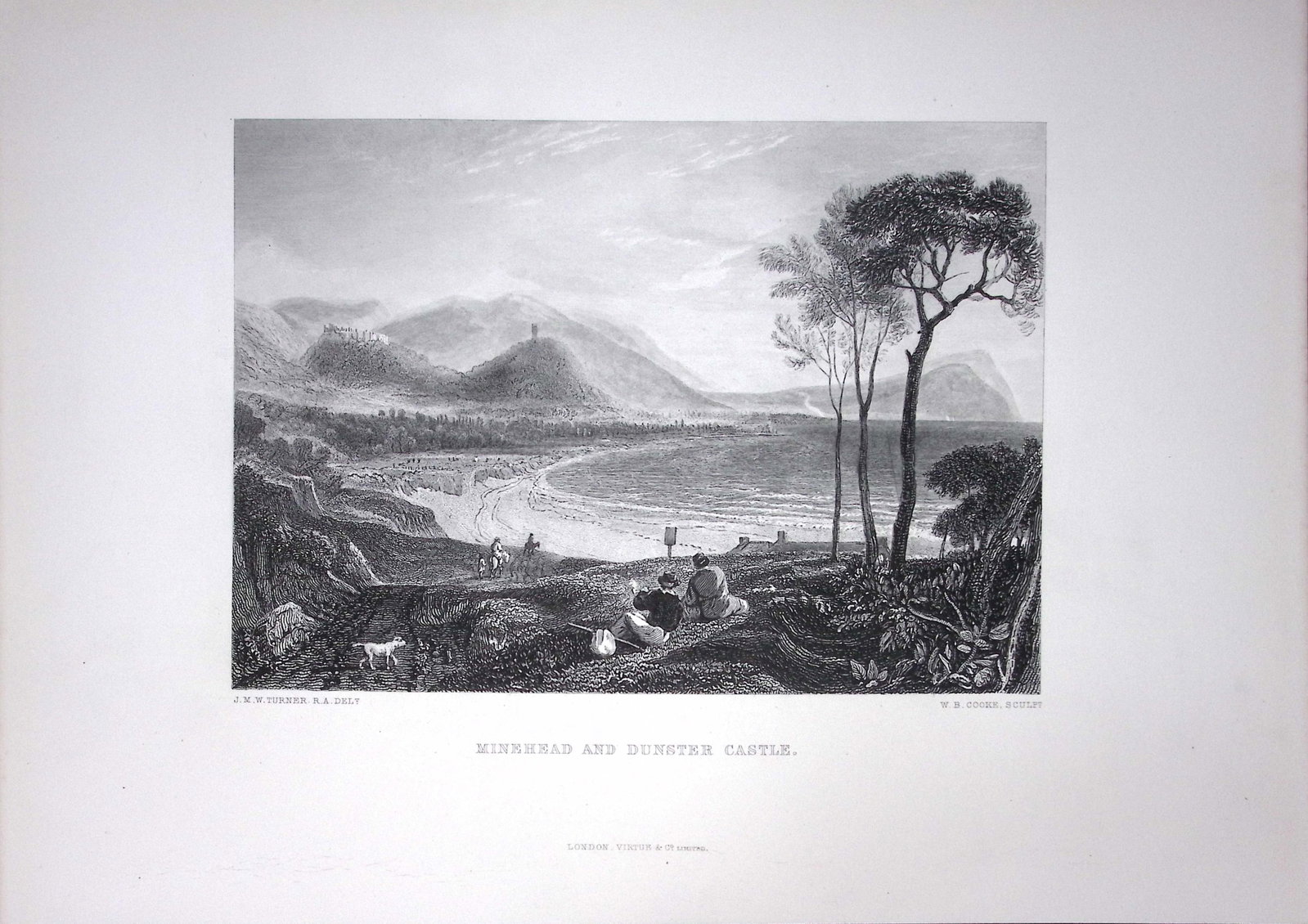 J.M.W Turner Minehead And Dunster Castle Antique Steel Engraving-94-TR: Title: J.M.W Turner Minehead And Dunster Castle Antique Steel Engraving-94-TR Description: This Antique Steel-Engraving Was Removed from a Edition Of. The Turner Gallery a Series of 120
