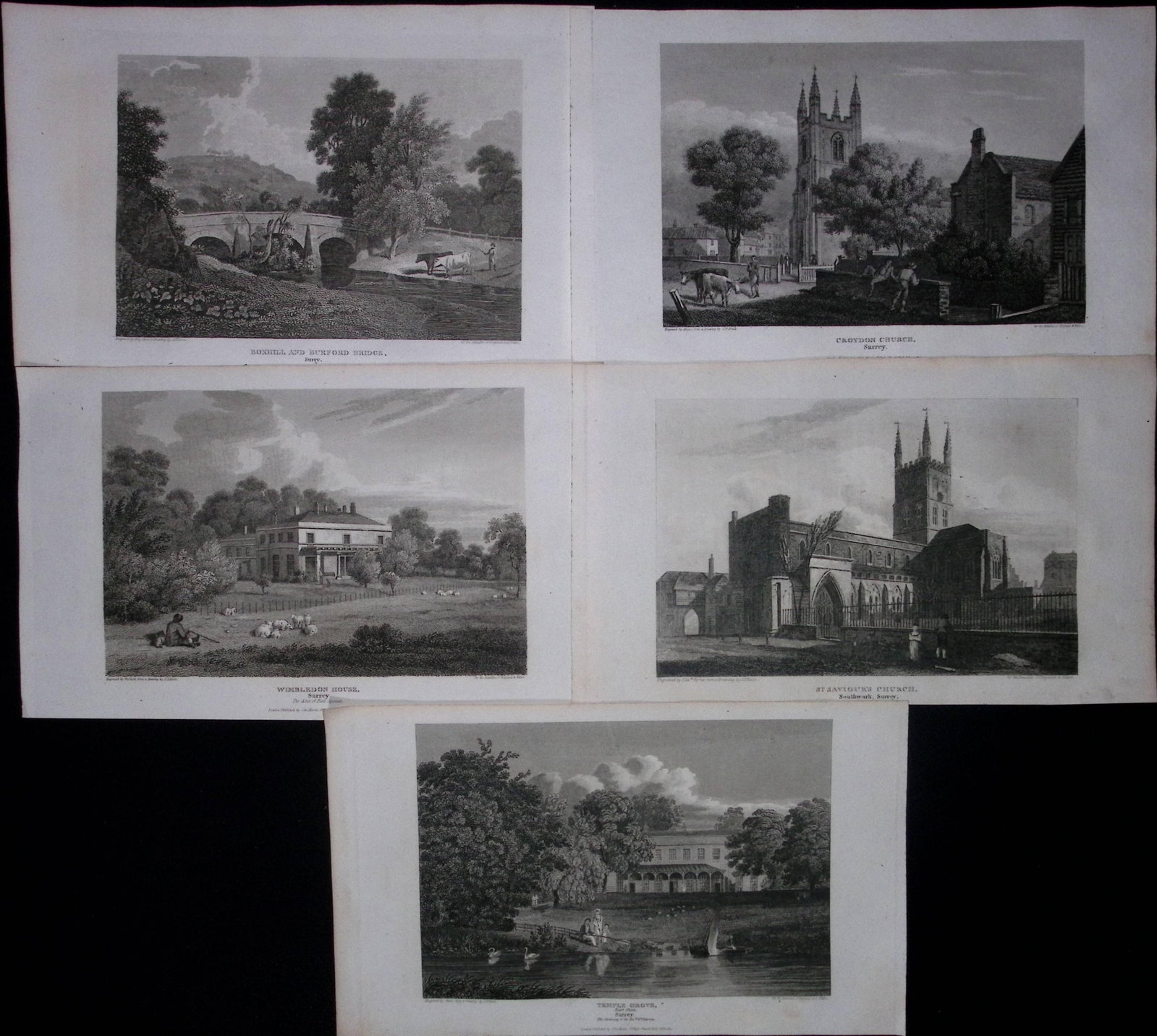 County Surrey Job-Lot Antique 213 Years-Old Georgian Steel-Engravings-1.: Title: County Surrey Job-Lot Antique 213 Years-Old Georgian Steel-Engravings-1. Description: County Surrey Job-Lot Antique 213 Years-Old Georgian Steel-Engravings-1. These 5 Georgian Antique Pr