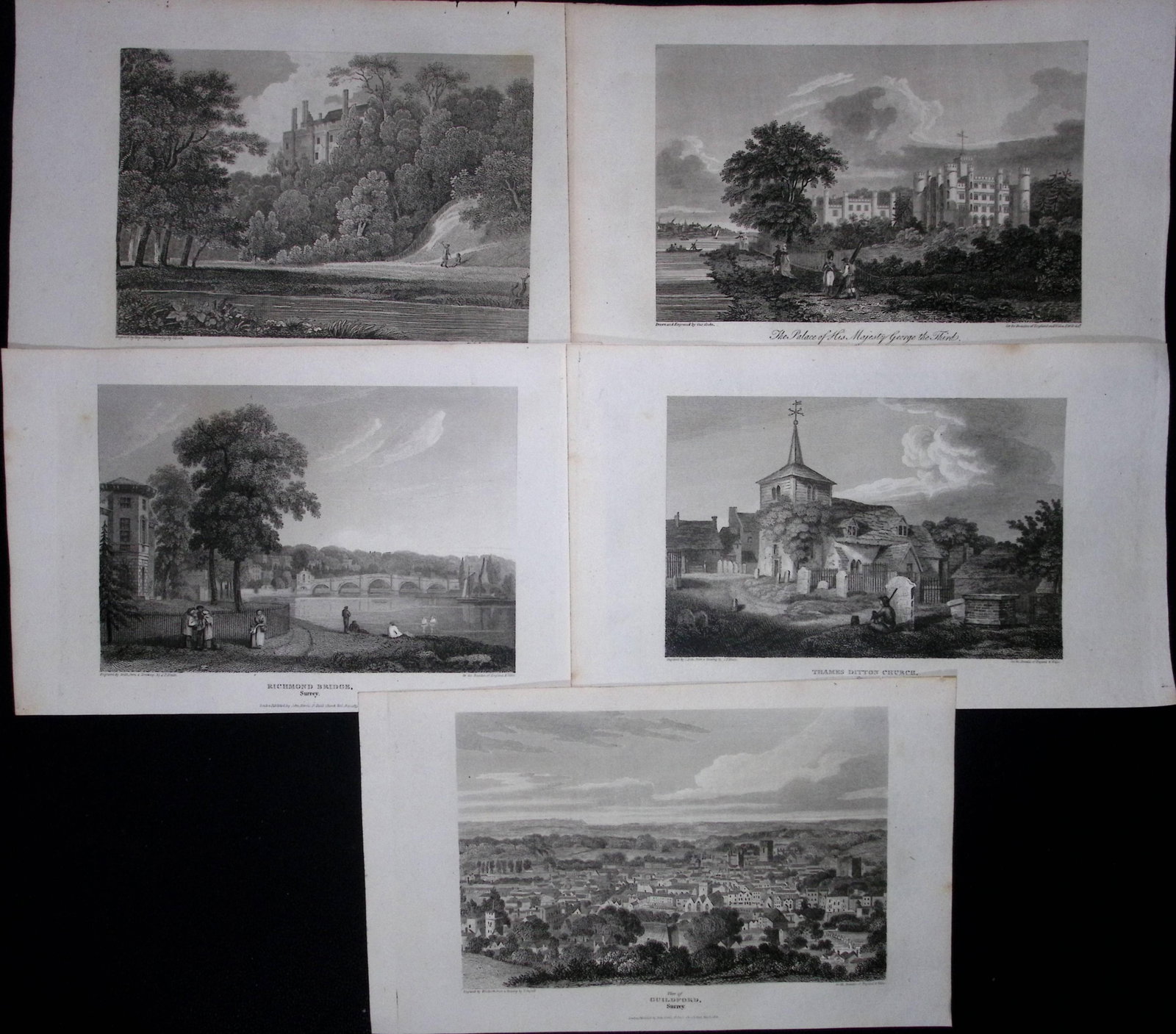 County Surrey Job-Lot Antique 213 Years-Old Georgian Steel-Engravings-2. (1 of 2)