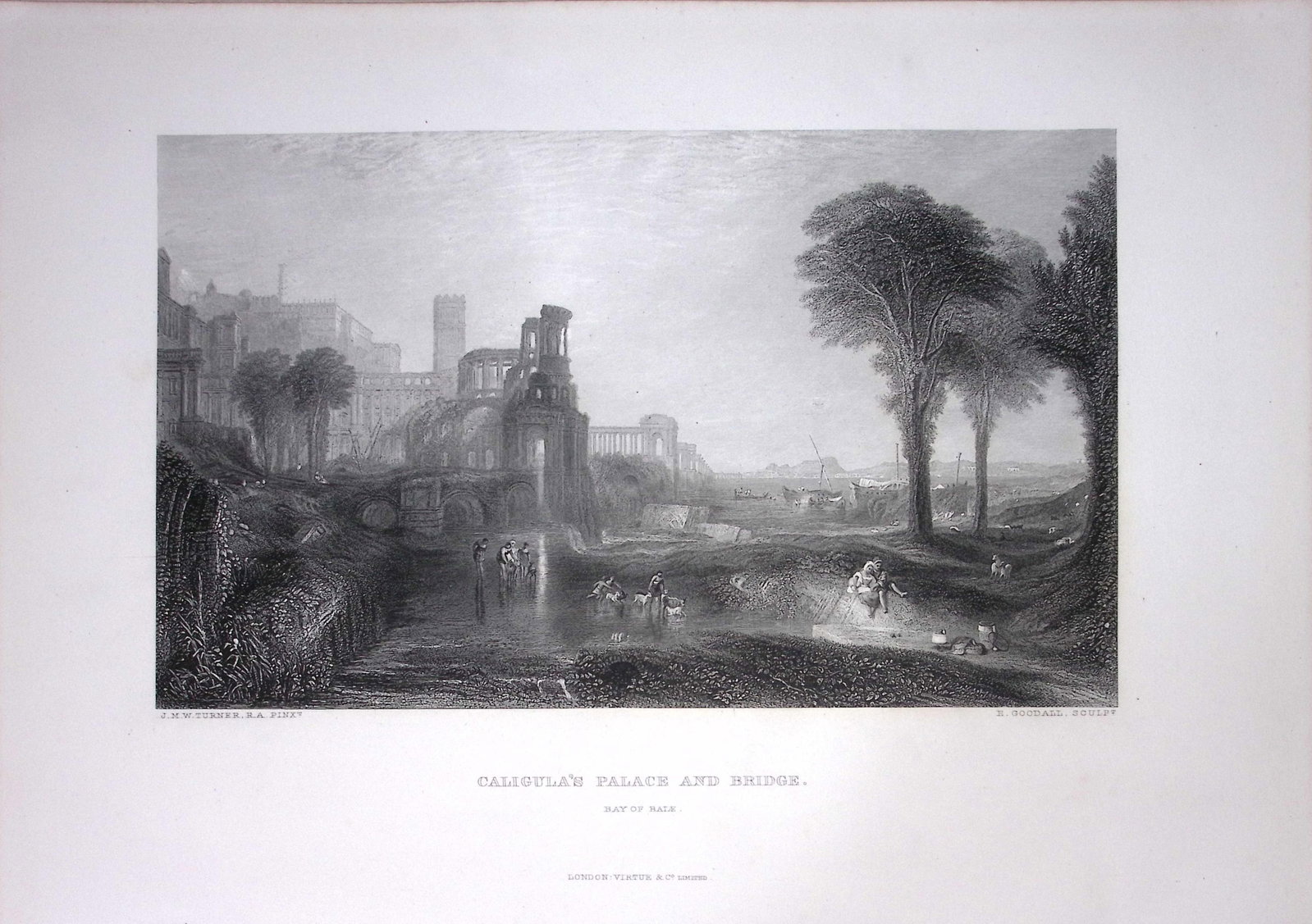 J.M.W Turner Caligula’s Palace Bay of Baize Antique Steel Engraving-31-TR: Title: J.M.W Turner Caligula’s Palace Bay of Baize Antique Steel Engraving-31-TR Description: This Antique Steel-Engraving Was Removed from an Edition Of. The Turner Gallery a
