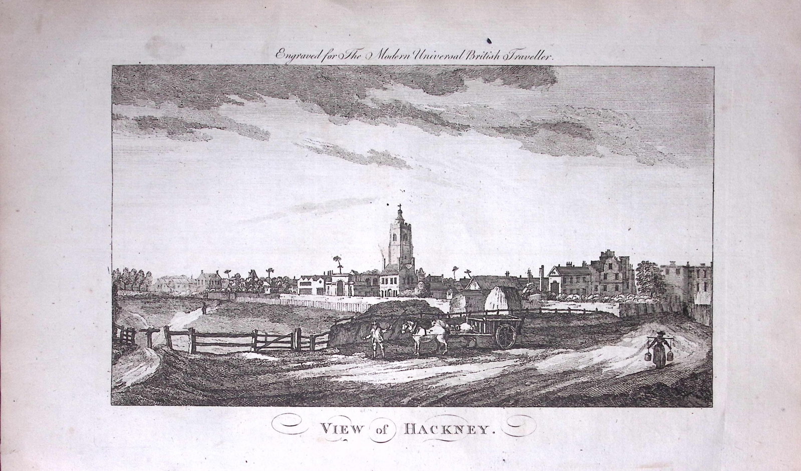 London View of Hackney Rare 247-Year-Old Antique Copperplate Engraving-52-TR: Title: London View of Hackney Rare 247-Year-Old Antique Copperplate Engraving-52-TR Description: This Antique 247-Year-Old Copperplate Engraving Was Removed from an Edition Of. The