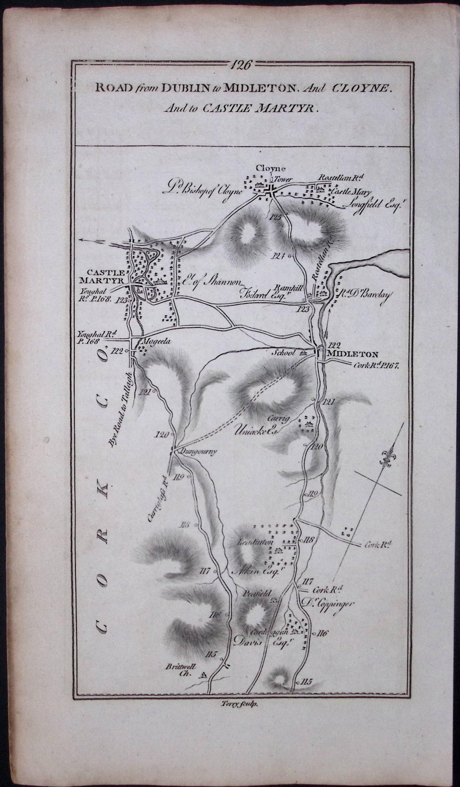 Ireland 245 Years -Old Antique Road Map Dublin To Middleton, Cork-126 - 2