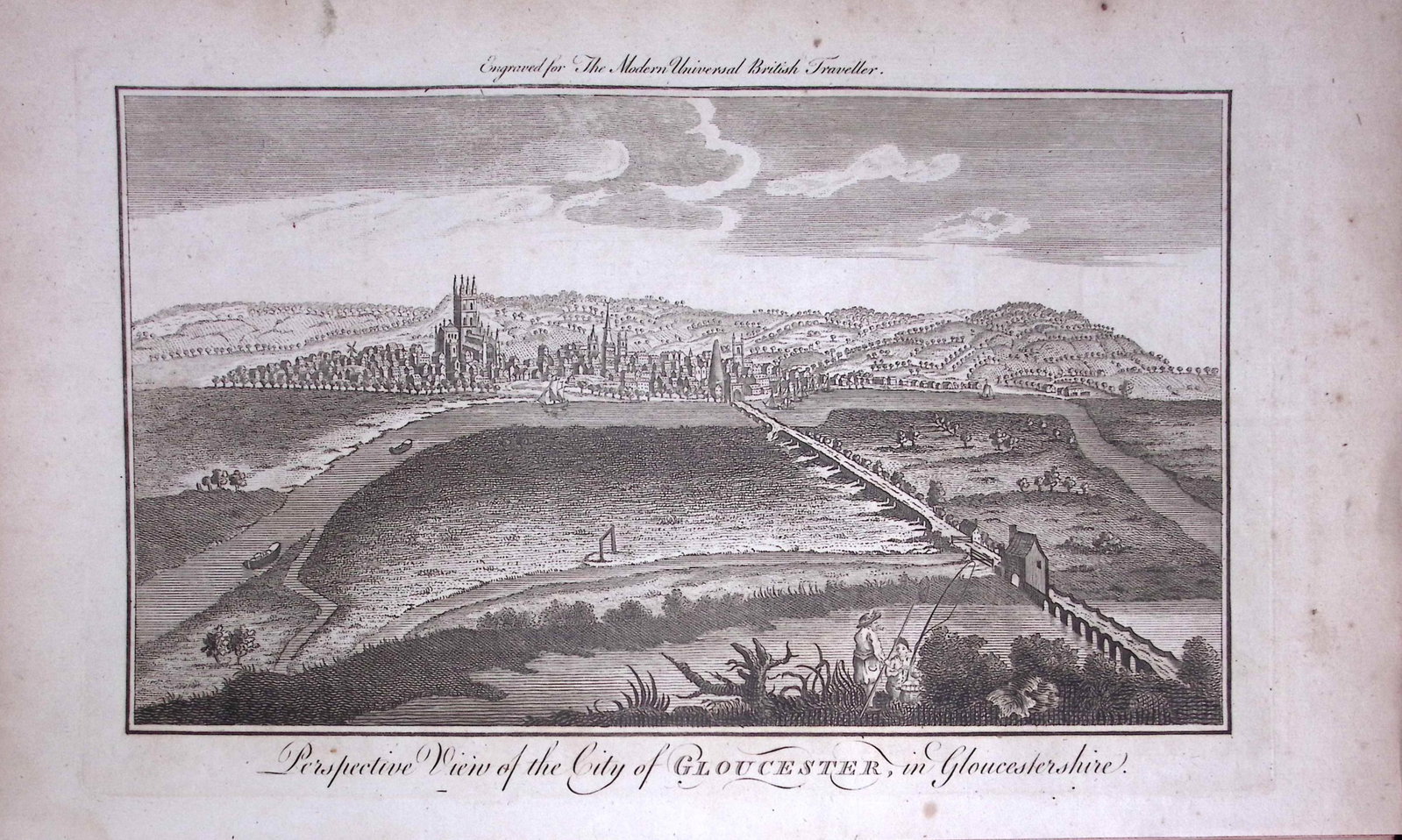 The City of Gloucester Rare Large 247-Year-Old Antique Copperplate Engraving -18-TR: Title: The City of Gloucester Rare Large 247-Year-Old Antique Copperplate Engraving -18-TR Description: This Antique 247-Year-Old Was Removed from an Edition Of. The Modern Universa