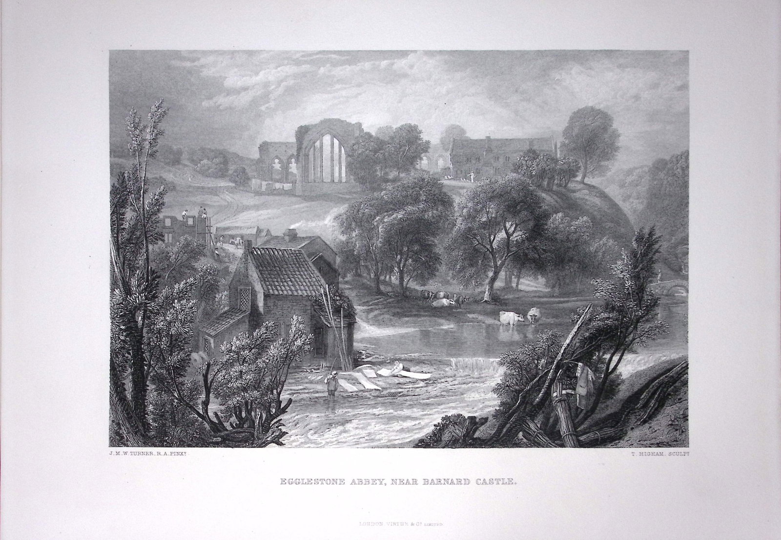 J.M.W Turner Egglestone Abbey Near Barnard Castle Antique Steel Engraving-92-TR: Title: J.M.W Turner Egglestone Abbey Near Barnard Castle Antique Steel Engraving-92-TR Description: This Antique Steel-Engraving Was Removed from a Edition Of. The Turner Gallery a
