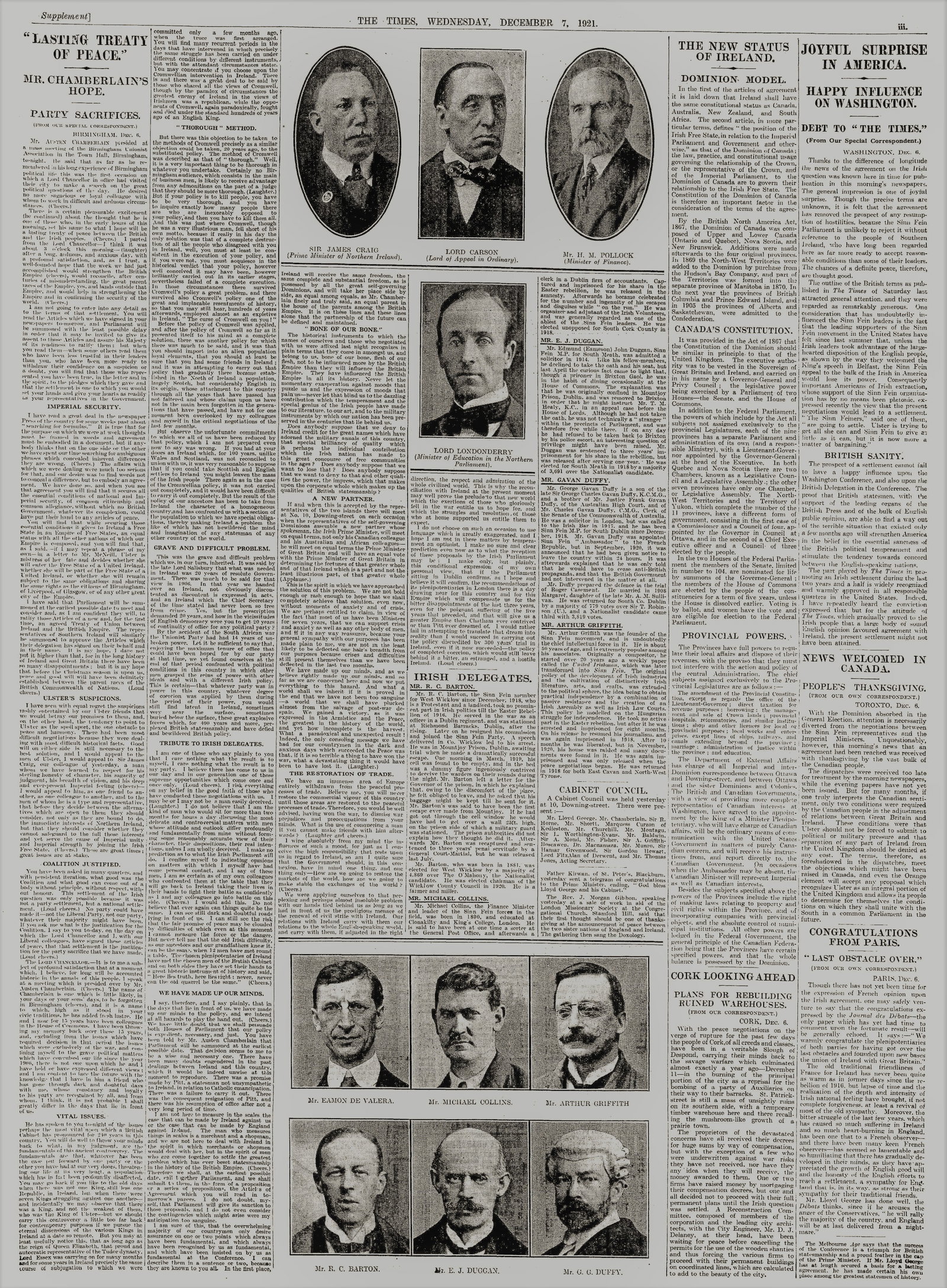 Ireland Peace Treaty Michael Collins Signed Agreement Rare 1921 Newspaper - 3