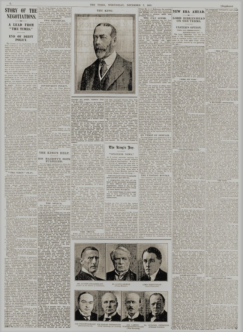 Ireland Peace Treaty Michael Collins Signed Agreement Rare 1921 Newspaper - 4