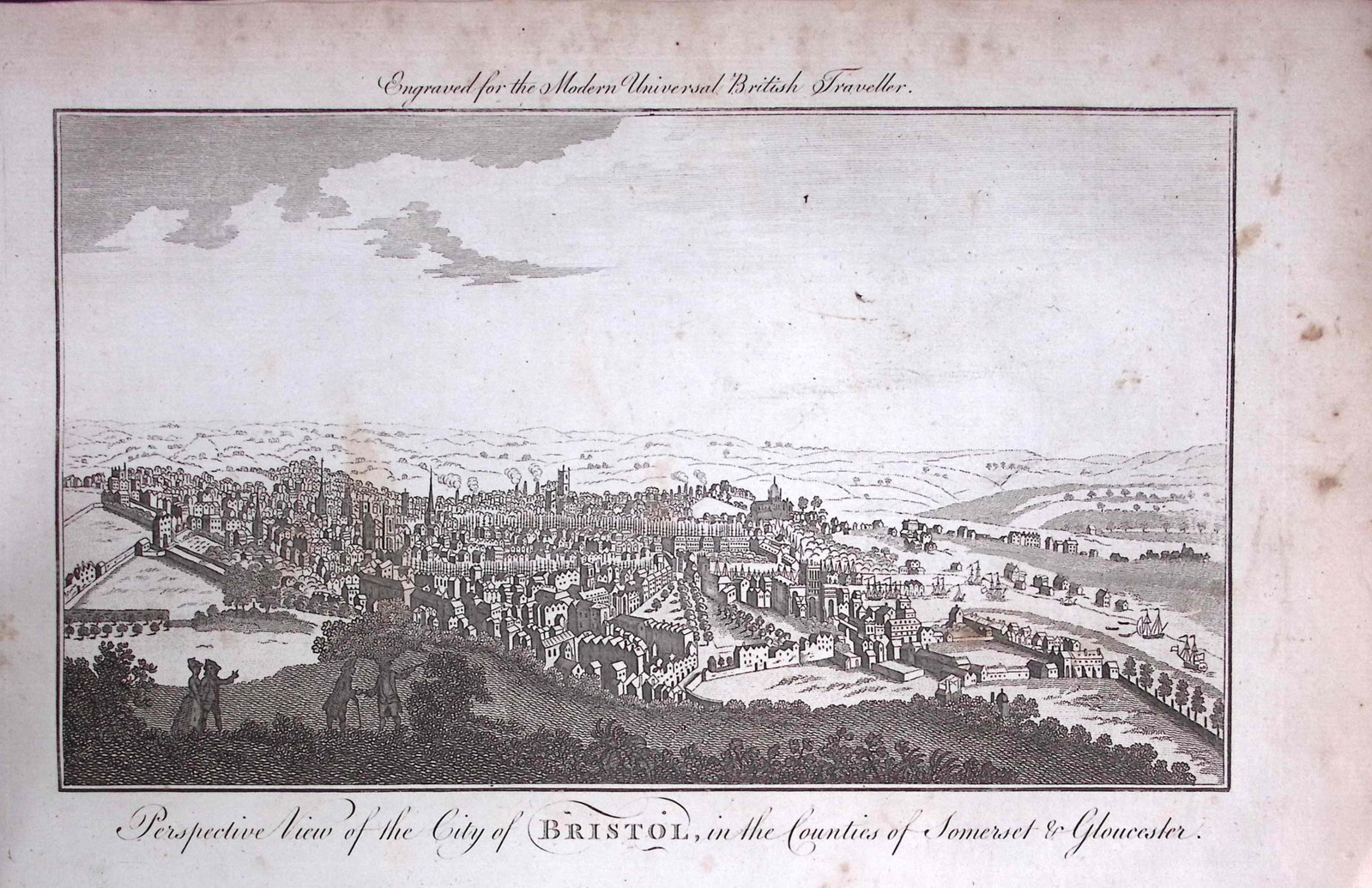City of Bristol Rare Large 247-Year-Old Antique Copperplate Engraving-51-TR: Title: City of Bristol Rare Large 247-Year-Old Antique Copperplate Engraving-51-TR Description: This Antique 247-Year-Old Was Removed from an Edition Of. The Modern Universal Britis