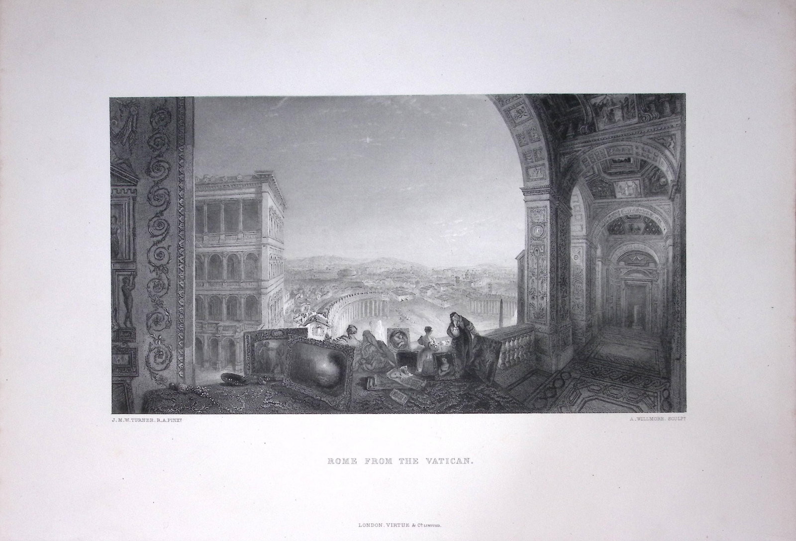 J.M.W Turner Rome View From The Vatican Antique Steel Engraving-39-TR: Title: J.M.W Turner Rome View From The Vatican Antique Steel Engraving-39-TR Description: This Antique Steel-Engraving Was Removed from an Edition Of. The Turner Gallery a Series of