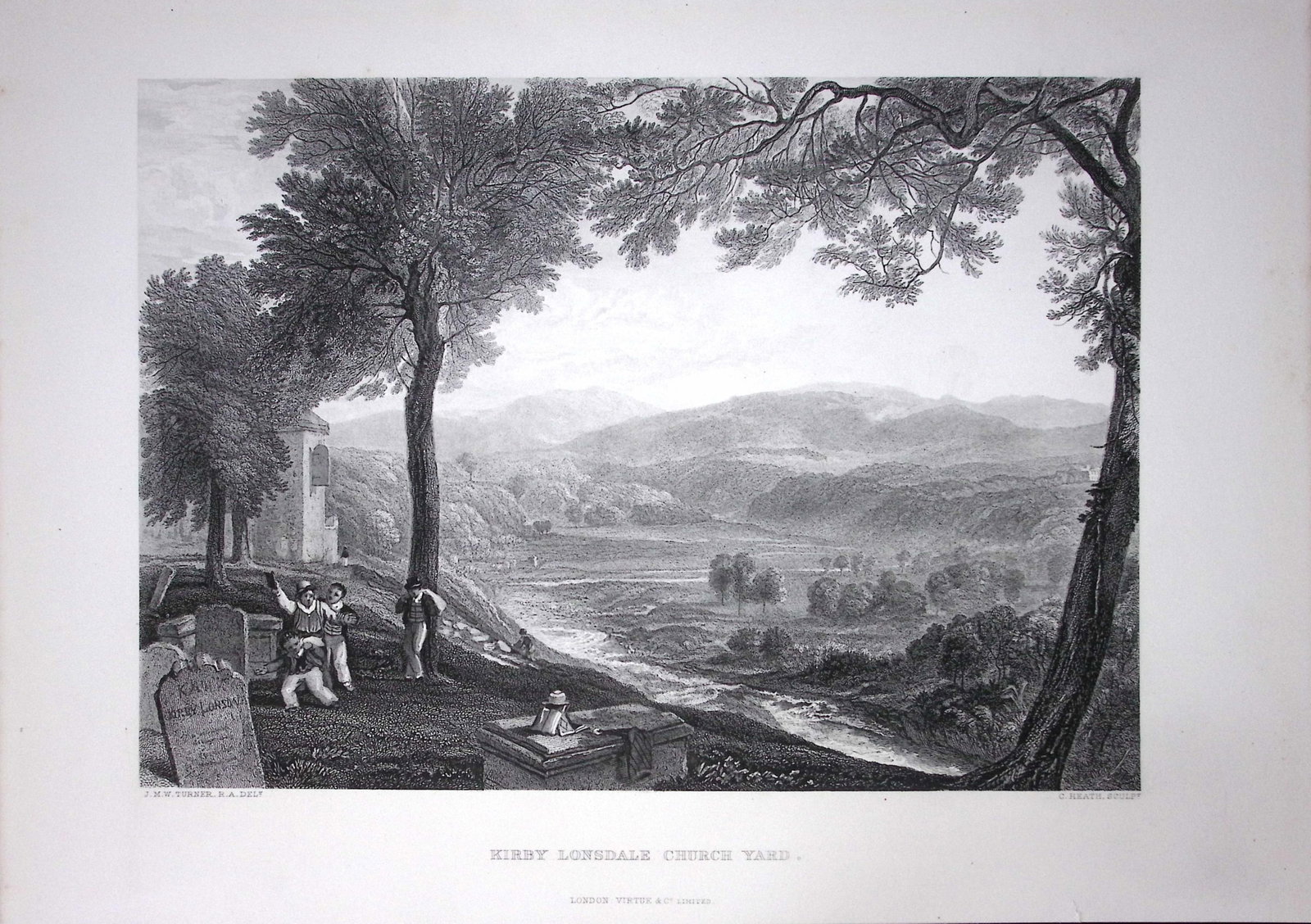 J.M.W Turner Kirby Lonsdale Cumbria Antique Steel Engraving-98-TR: Title: J.M.W Turner Kirby Lonsdale Cumbria Antique Steel Engraving-98-TR Description: This Antique Steel-Engraving Was Removed from a Edition Of. The Turner Gallery a Series of 120