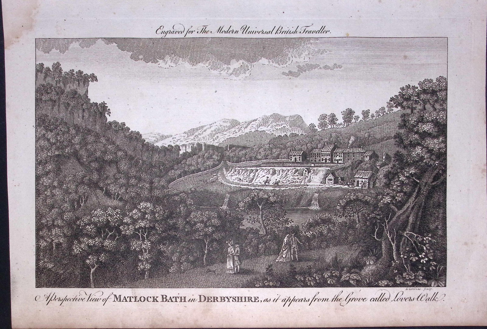 Matlock Bath Derbyshire Rare Large 247-Year-Old Antique Copperplate Engraving-70-TR (1 of 2)