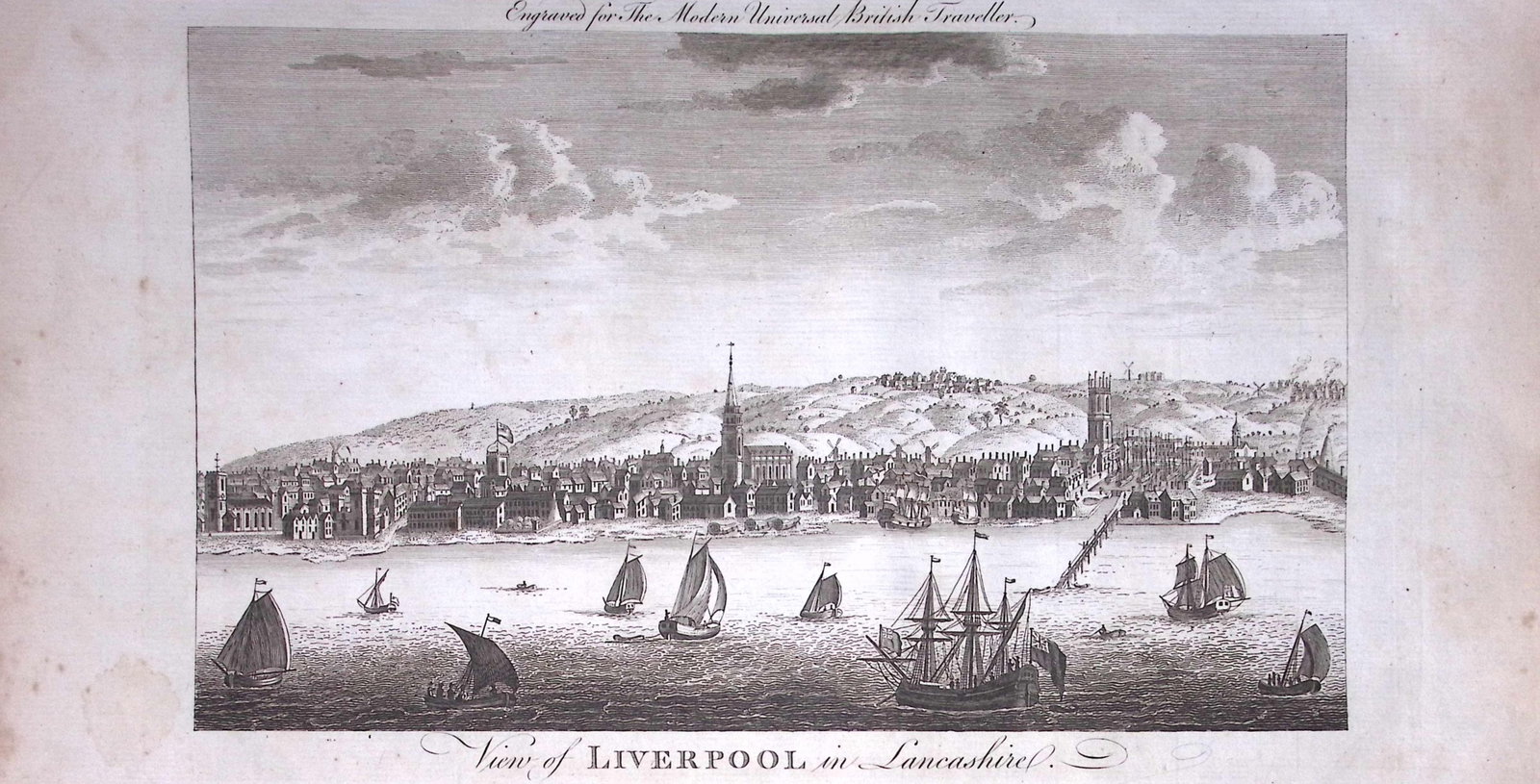 City of Liverpool Rare Large 247-Year-Old Antique Copperplate Engraving-39 -TR: Title: City of Liverpool Rare Large 247-Year-Old Antique Copperplate Engraving-39 -TR Description: This Antique 247-Year-Old Was Removed from an Edition Of. The Modern Universal Bri